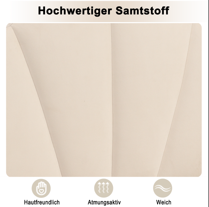 Logidon Velvet Bed 90x200 Beige Shell Shape Adjustable Headboard