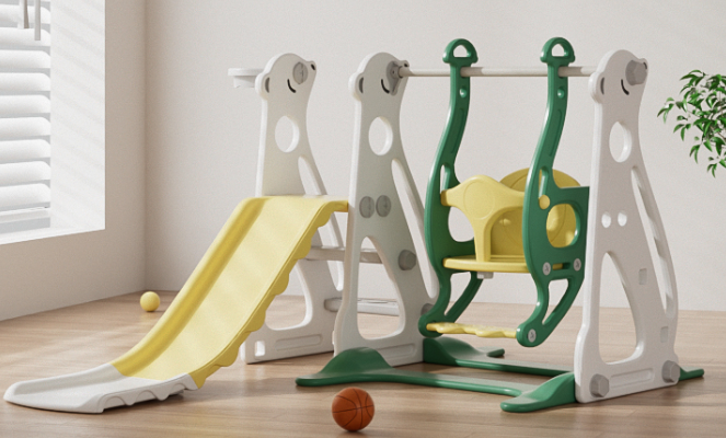 Logidon 4-in-1 Kinderschuimglijbaan Binnenspeeltoestel Antiek Groen