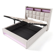 Logidon gestoffeerd bed 160x200 beige met USB en LED-verlichting matras