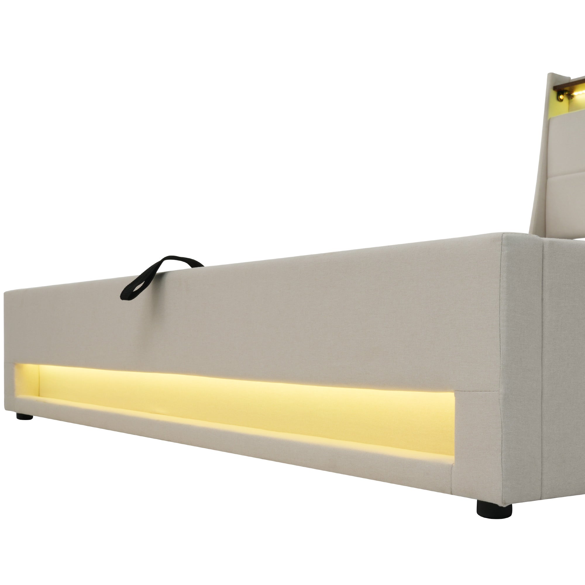 Logidon gestoffeerd bed 140x200 beige met USB LED verlichting