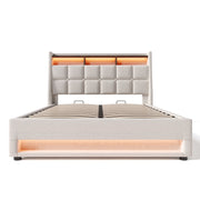 Logidon gestoffeerd bed 140x200 beige met USB LED verlichting