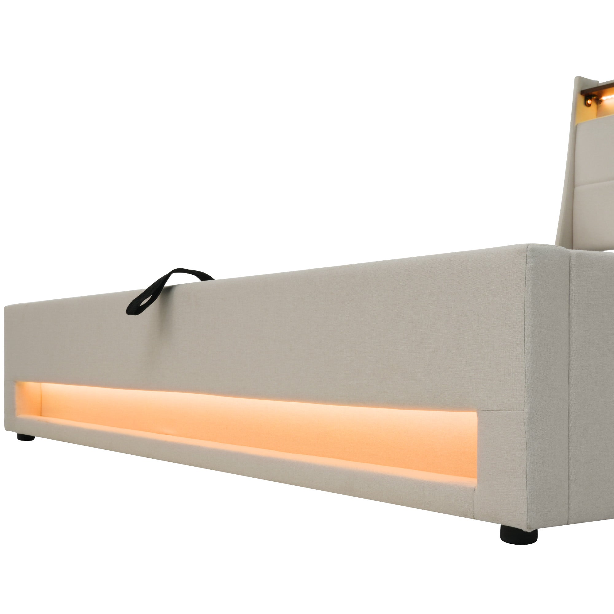 Logidon gestoffeerd bed 180x200 beige met USB en LED hoofdbord