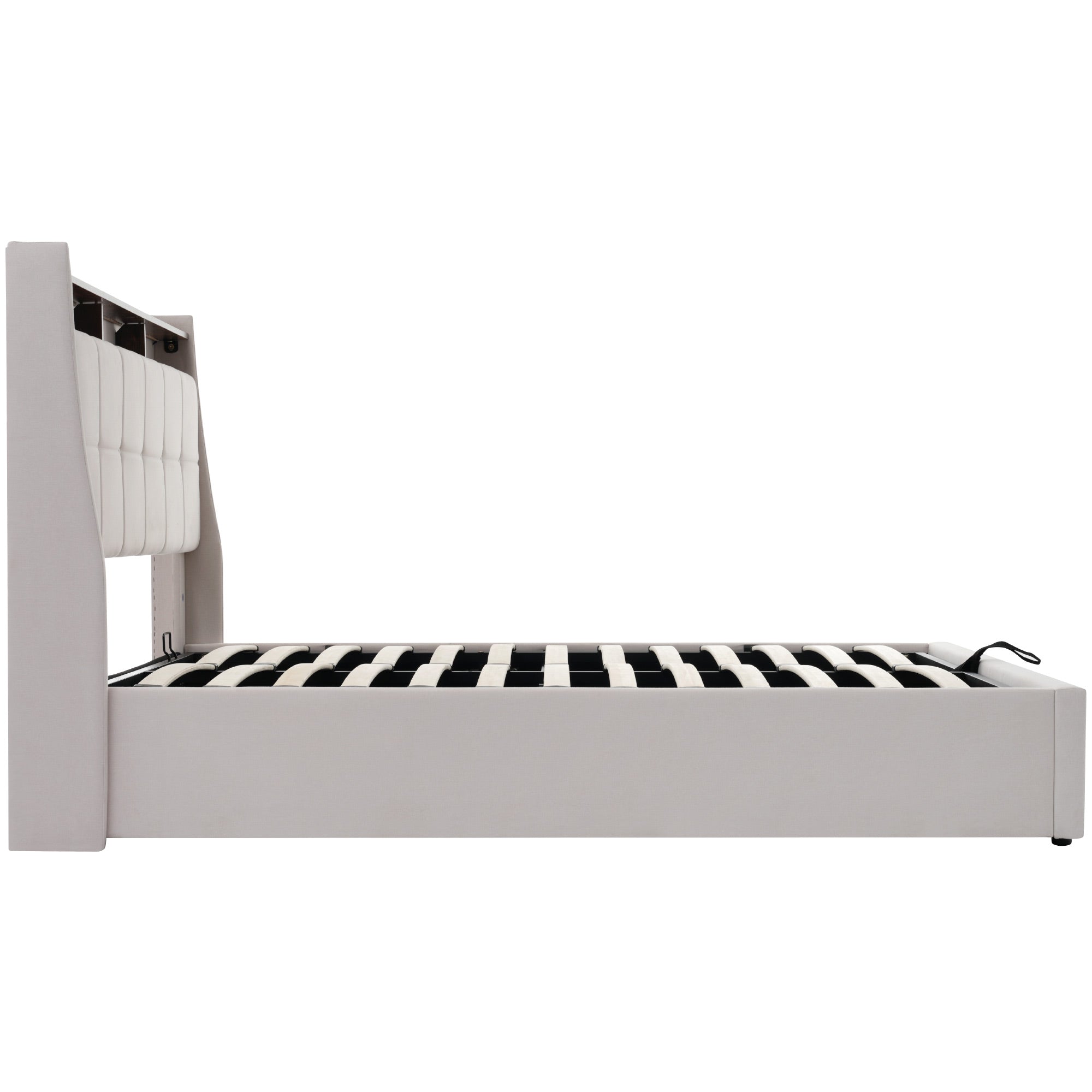 Logidon gestoffeerd bed 140x200 beige met USB LED verlichting