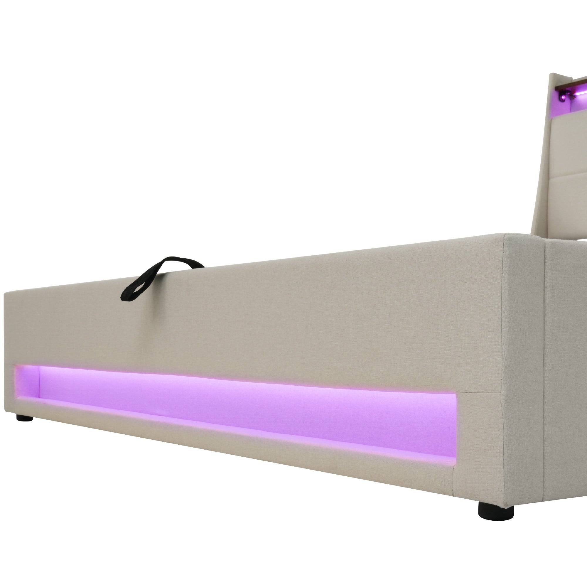 Logidon gestoffeerd bed 160x200 beige met USB en LED-verlichting matras