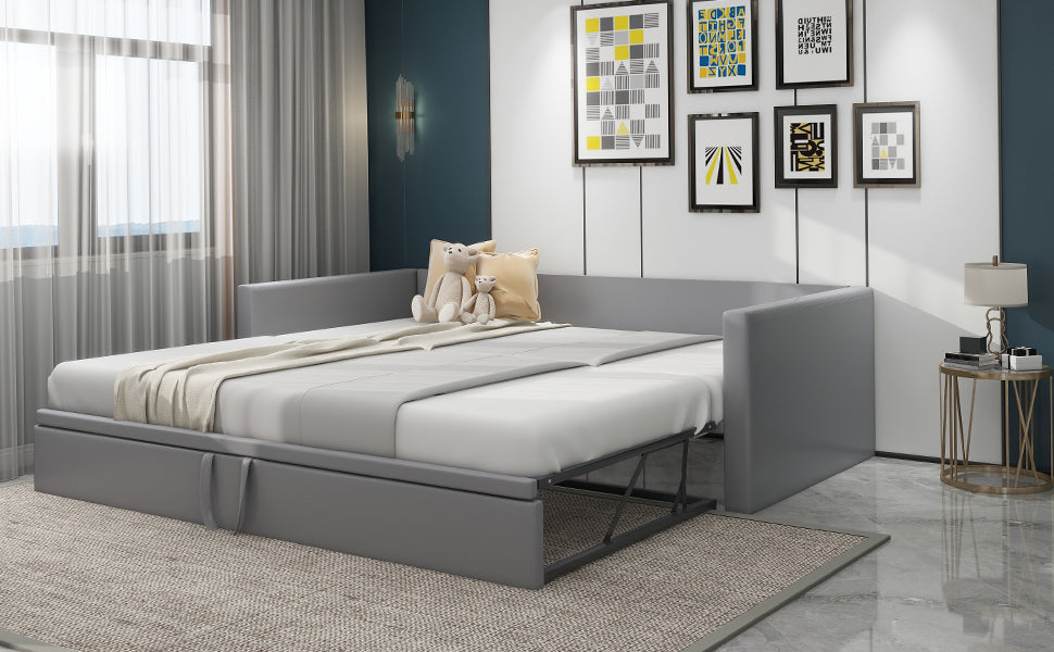 Logidon gestoffeerd bed slaapbank 90/180 x 200 cm grijs
