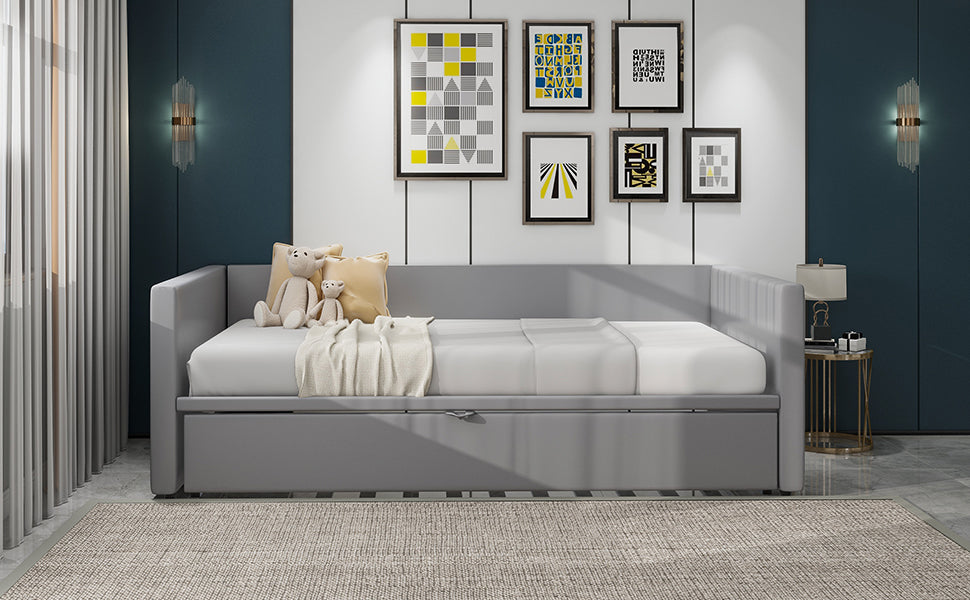Logidon gestoffeerd bed slaapbank 90/180 x 200 cm grijs