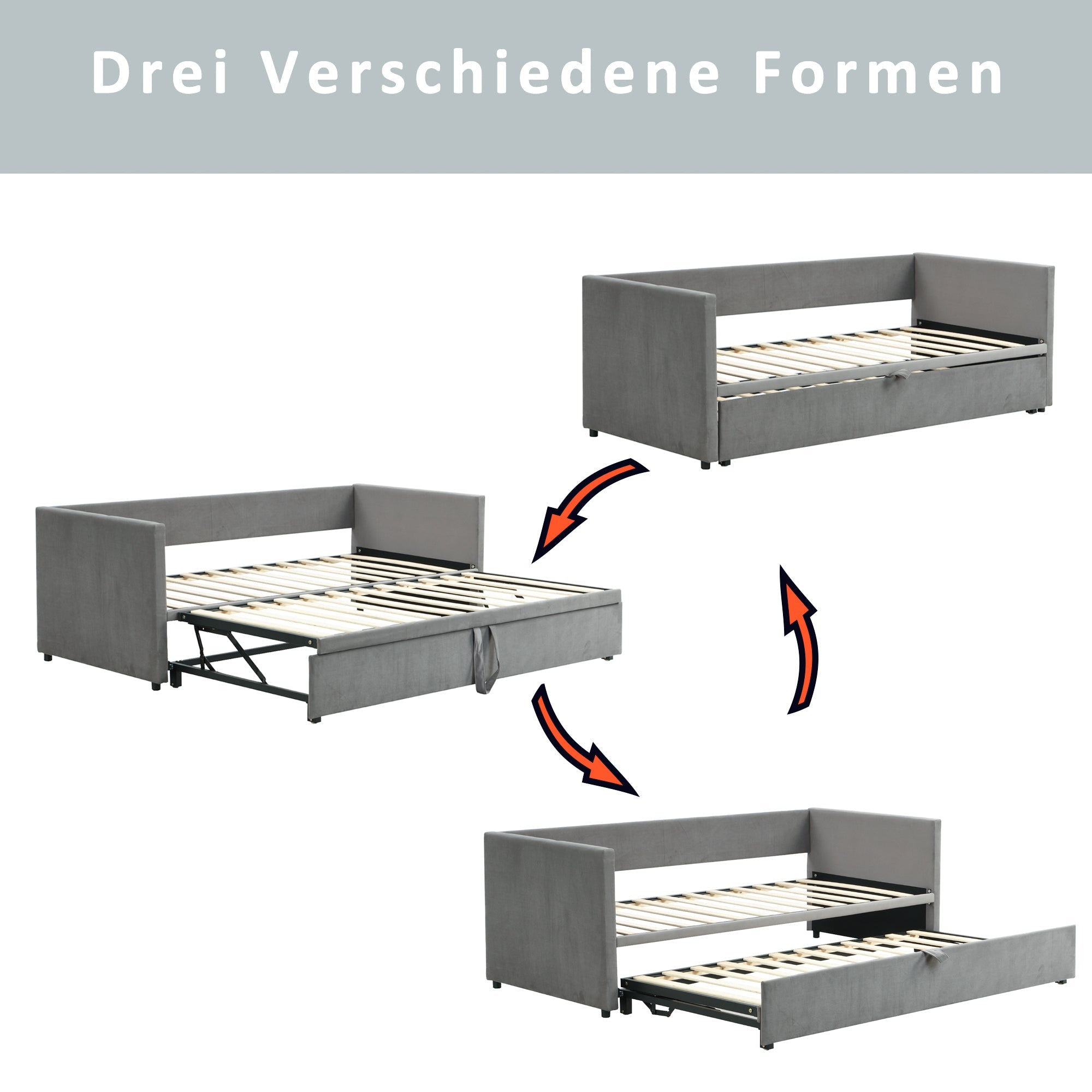 Logidon gestoffeerd bed slaapbank 90/180 x 200 cm grijs