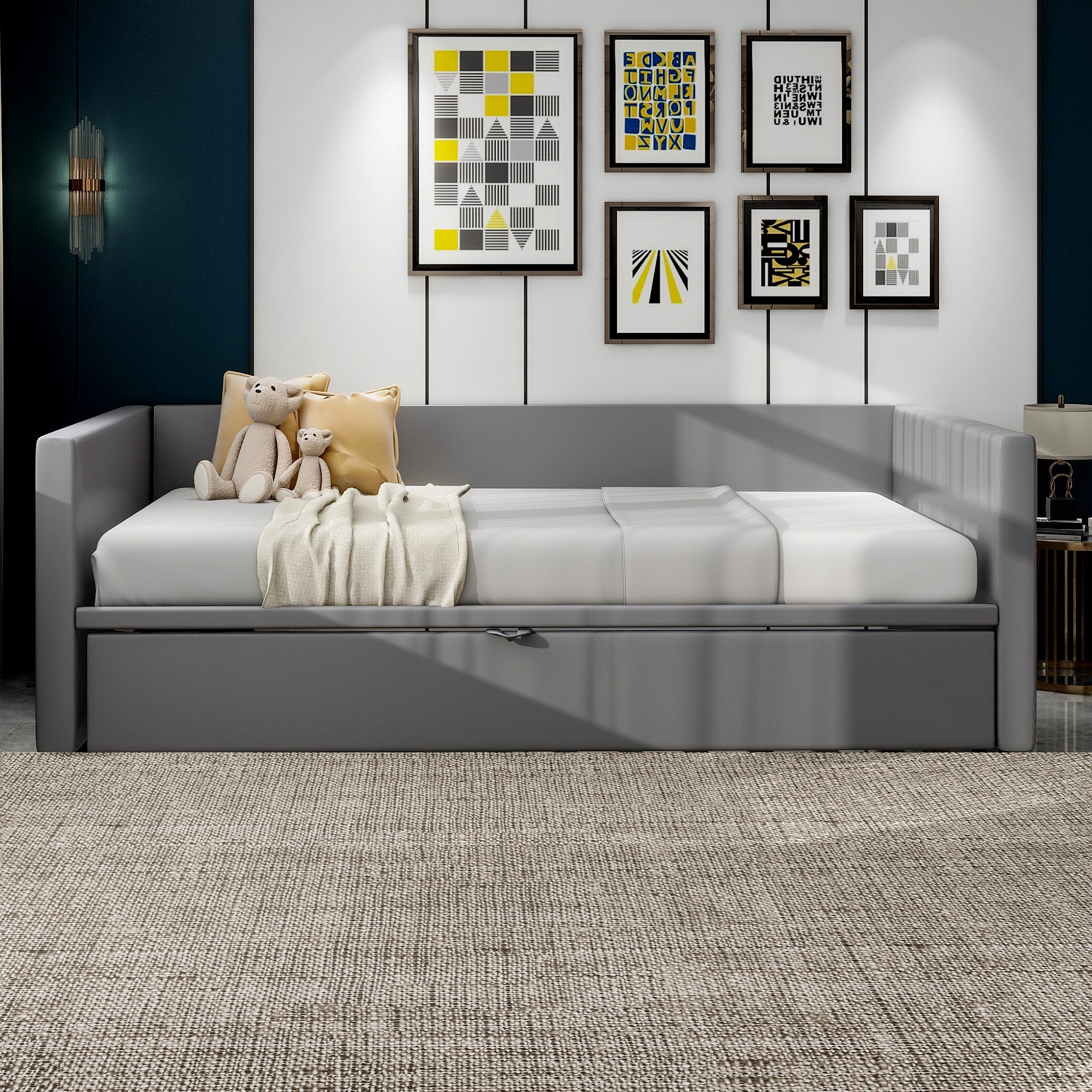 Logidon gestoffeerd bed slaapbank 90/180 x 200 cm grijs