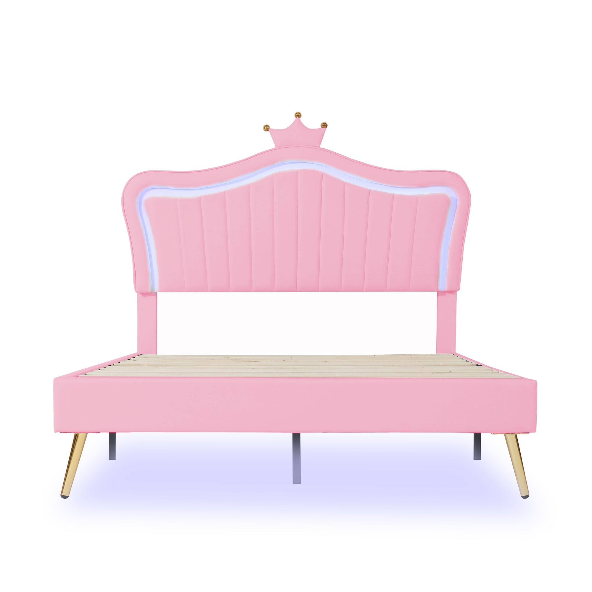 Logidon kinderbed 140x200 roze kroondesign met LED-verlichting