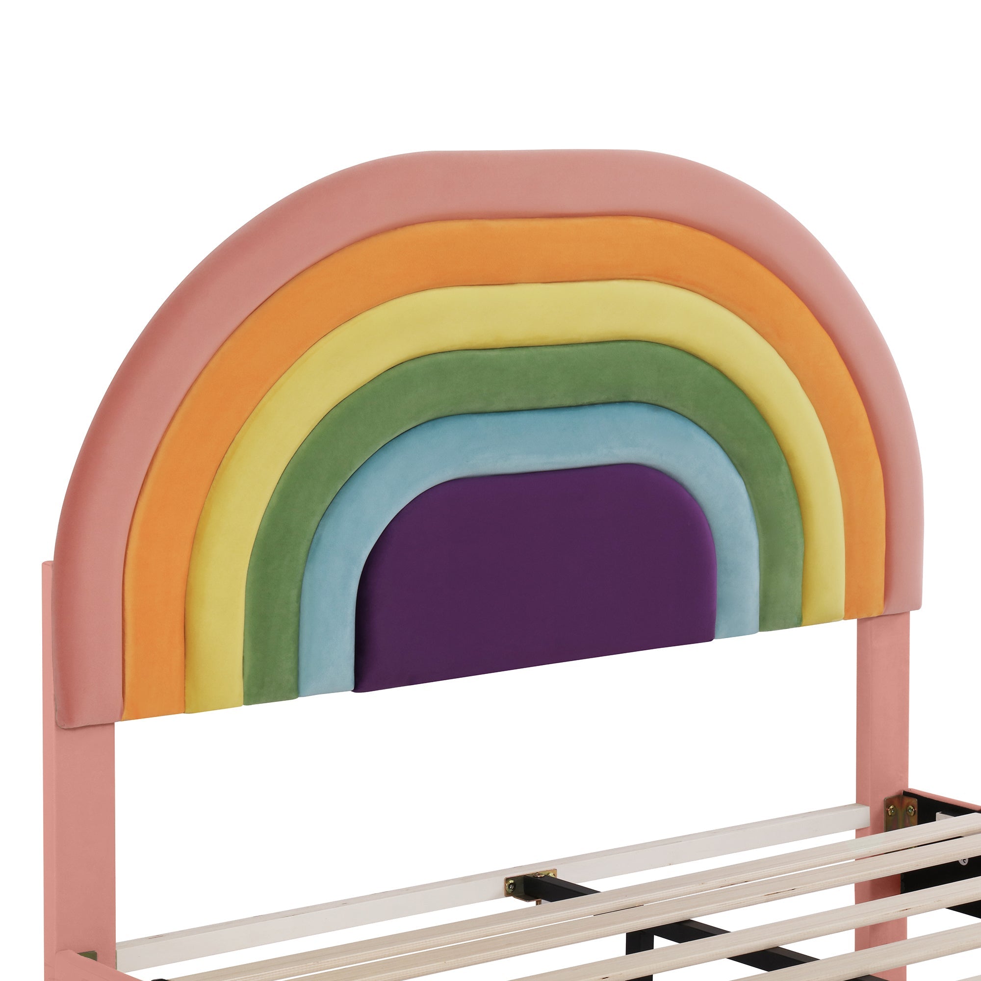 Logidon gestoffeerd bed 140x200 roze fluweel met lattenbodem hoofdeinde