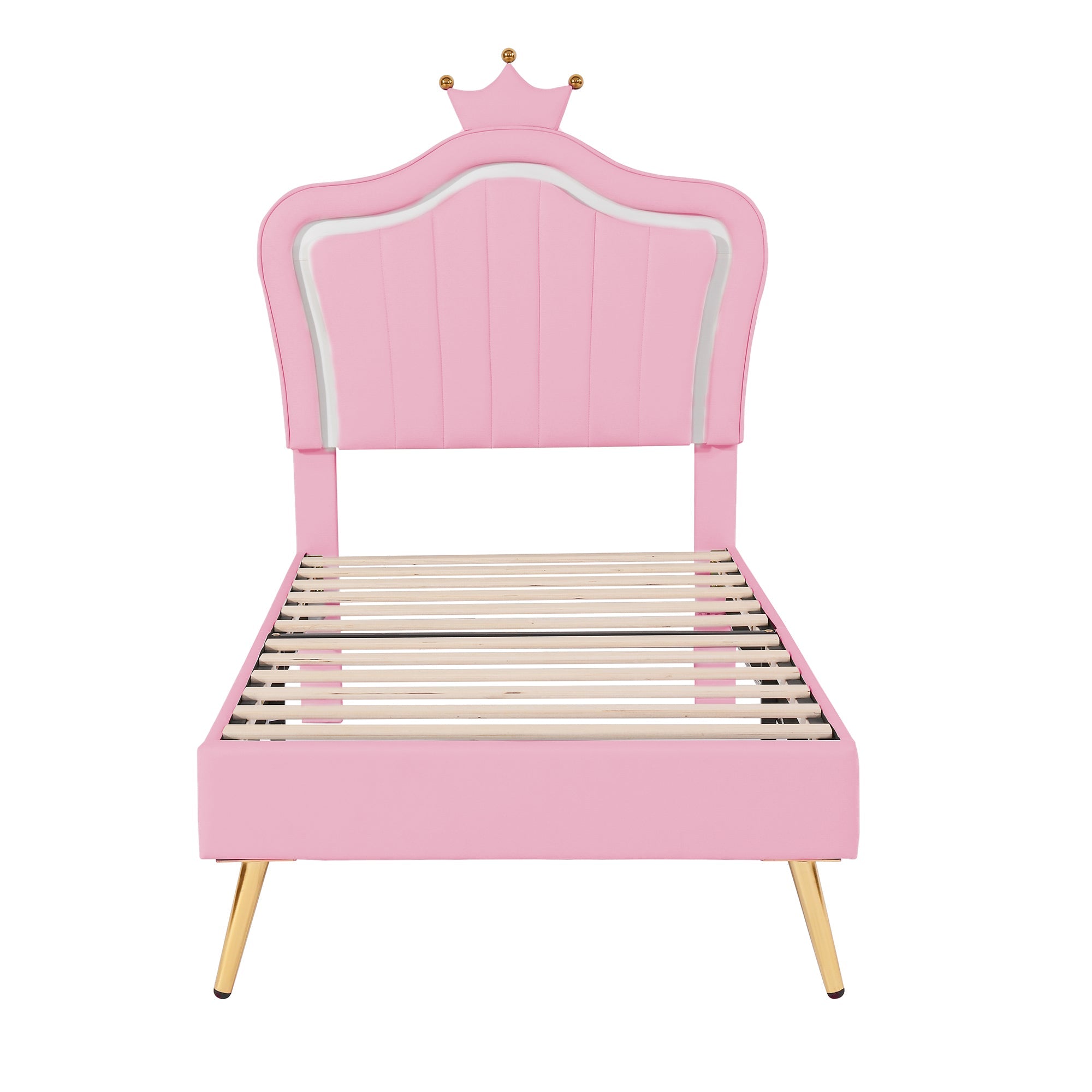Logidon kinderbed gestoffeerd bed roze 90x200 cm met LED-verlichting