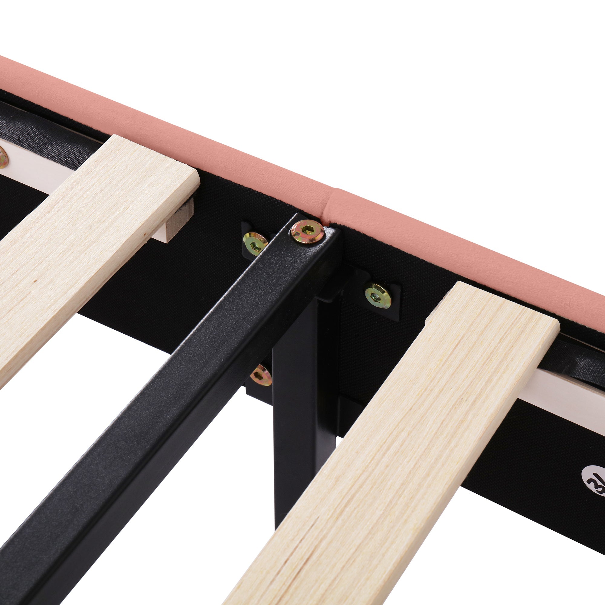 Logidon gestoffeerd bed 140x200 roze fluweel met lattenbodem hoofdeinde