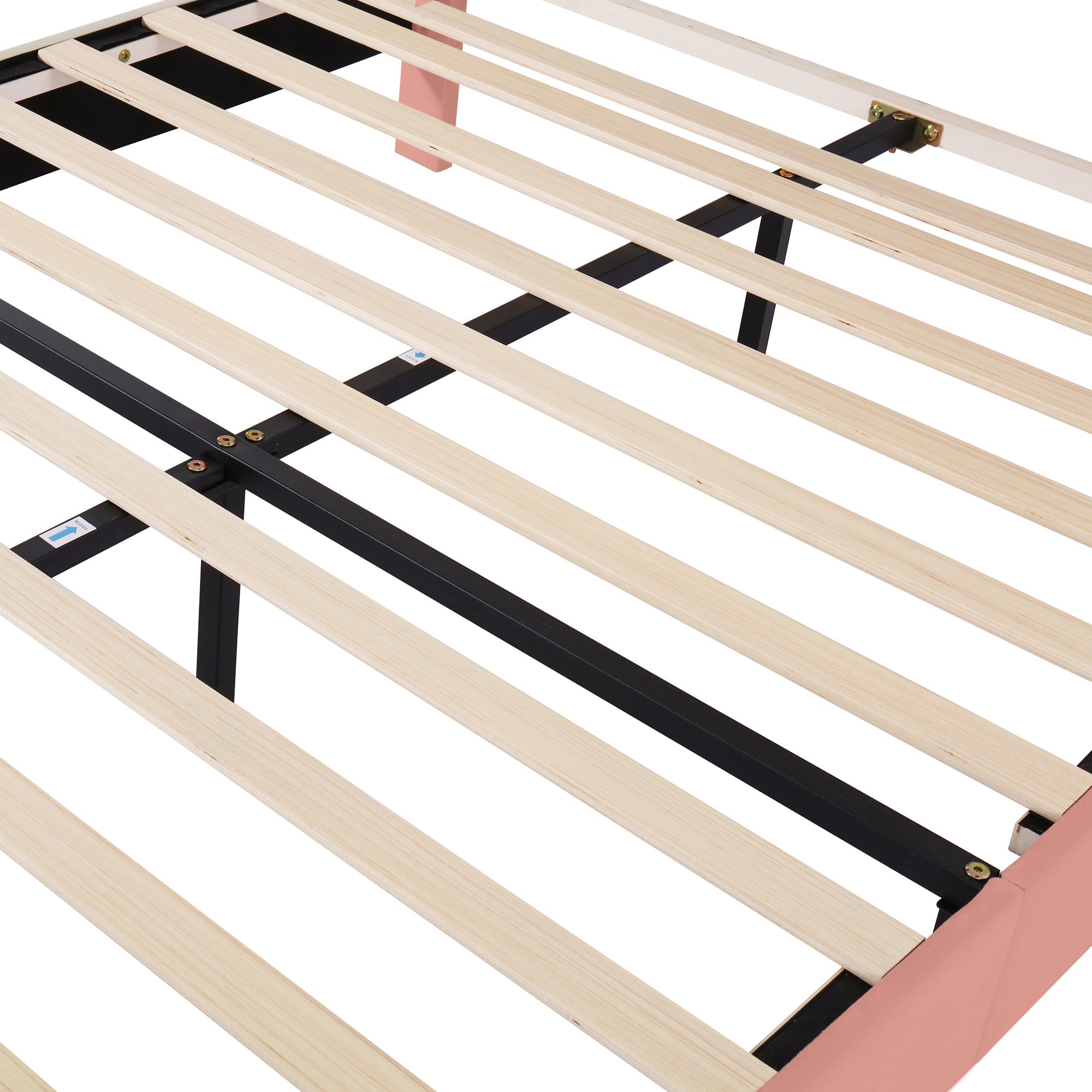 Logidon gestoffeerd bed 140x200 roze fluweel met lattenbodem hoofdeinde
