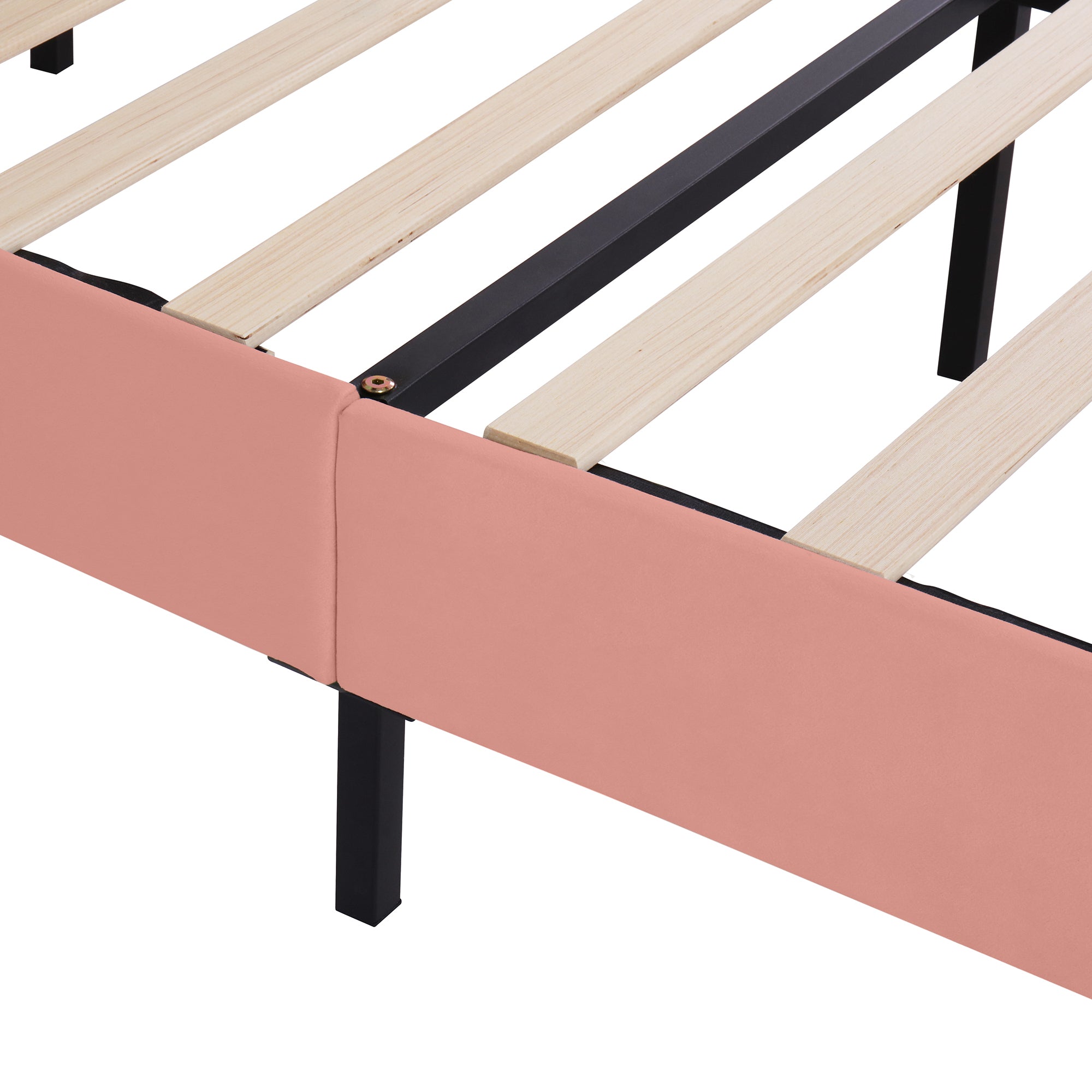 Logidon gestoffeerd bed 140x200 roze fluweel met lattenbodem hoofdeinde