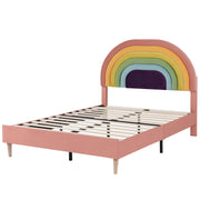 Logidon gestoffeerd bed 140x200 roze fluweel met lattenbodem hoofdeinde