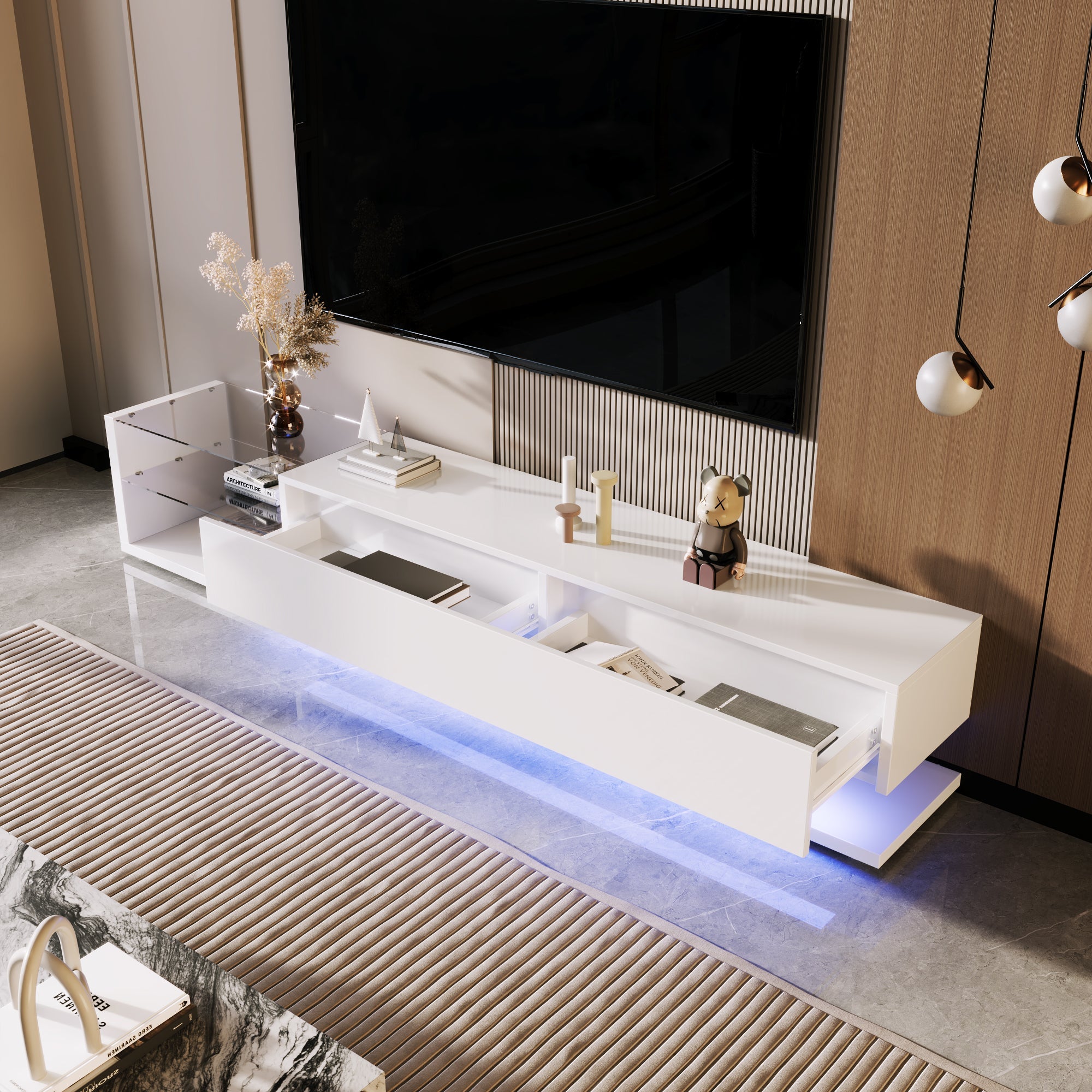 Logidon TV-kasten hoogglans wit met LED-verlichting