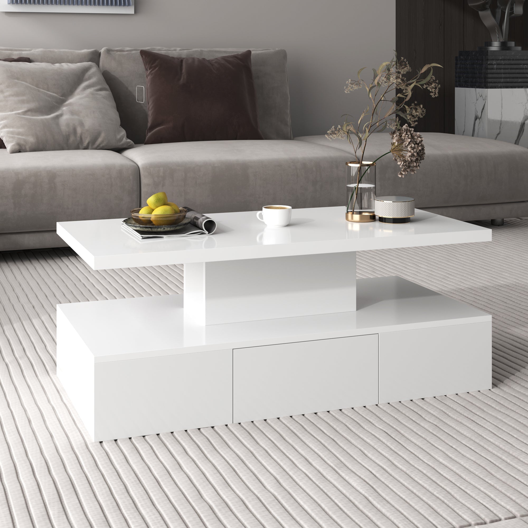 Logidon salontafel hoogglans wit met LED verlichting 100x50x39 cm