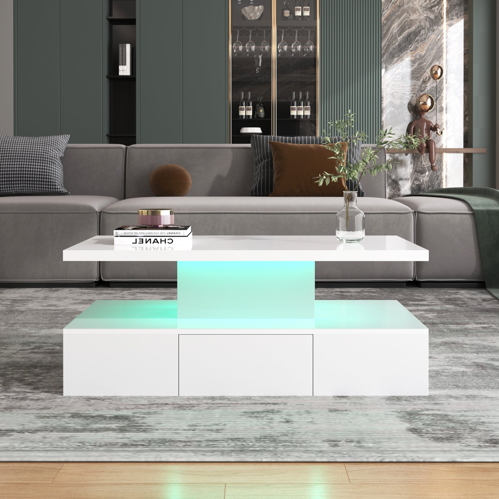 Logidon salontafel hoogglans wit met LED verlichting 100x50x39 cm