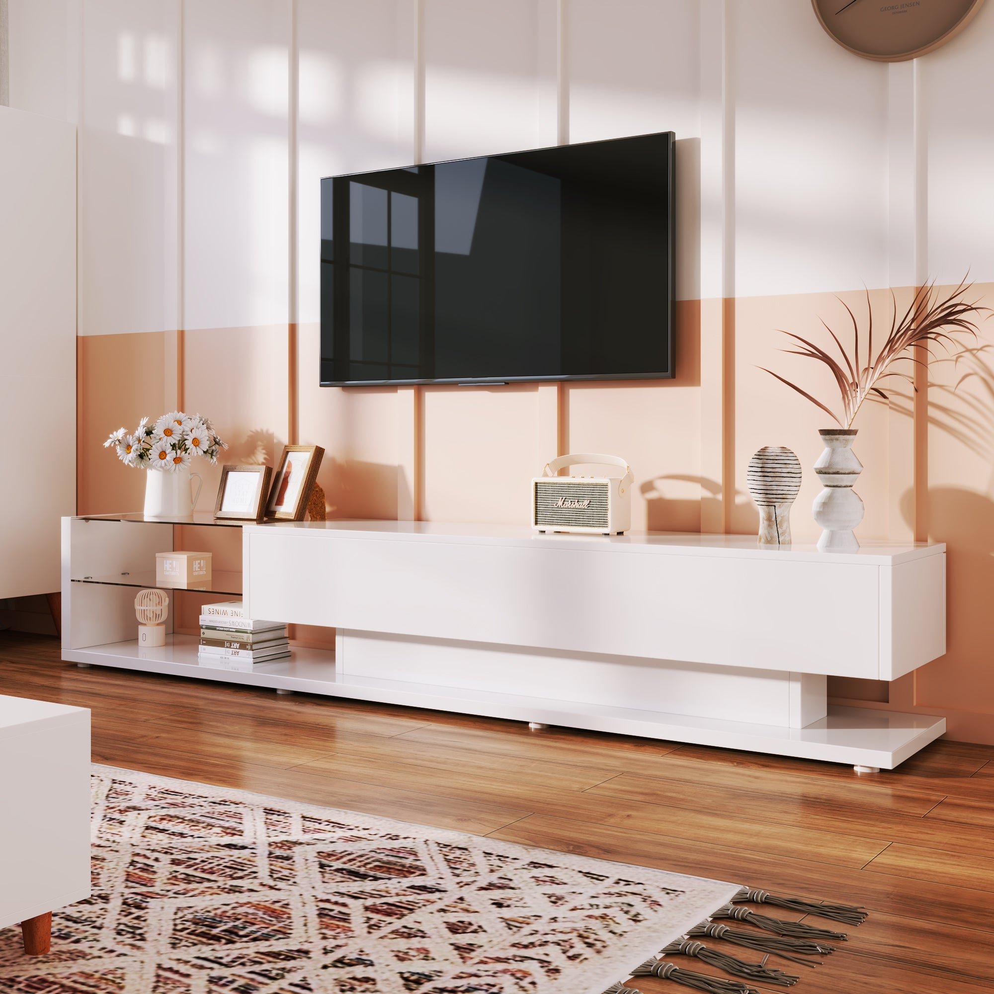 Logidon TV-kasten hoogglans wit met LED-verlichting