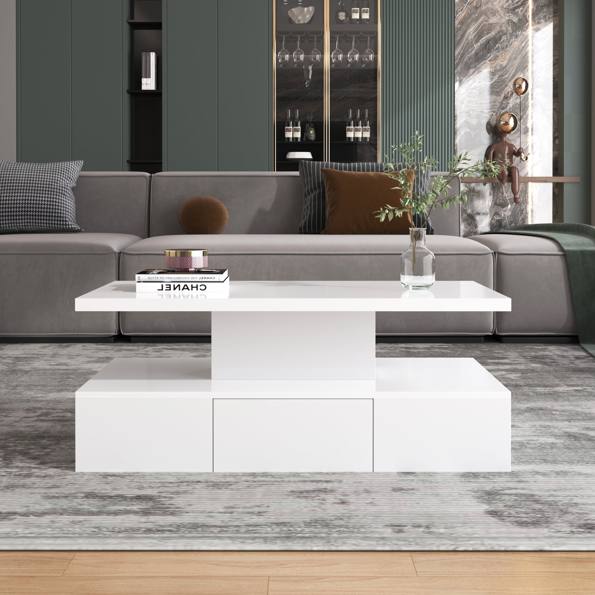 Logidon salontafel hoogglans wit met LED verlichting 100x50x39 cm