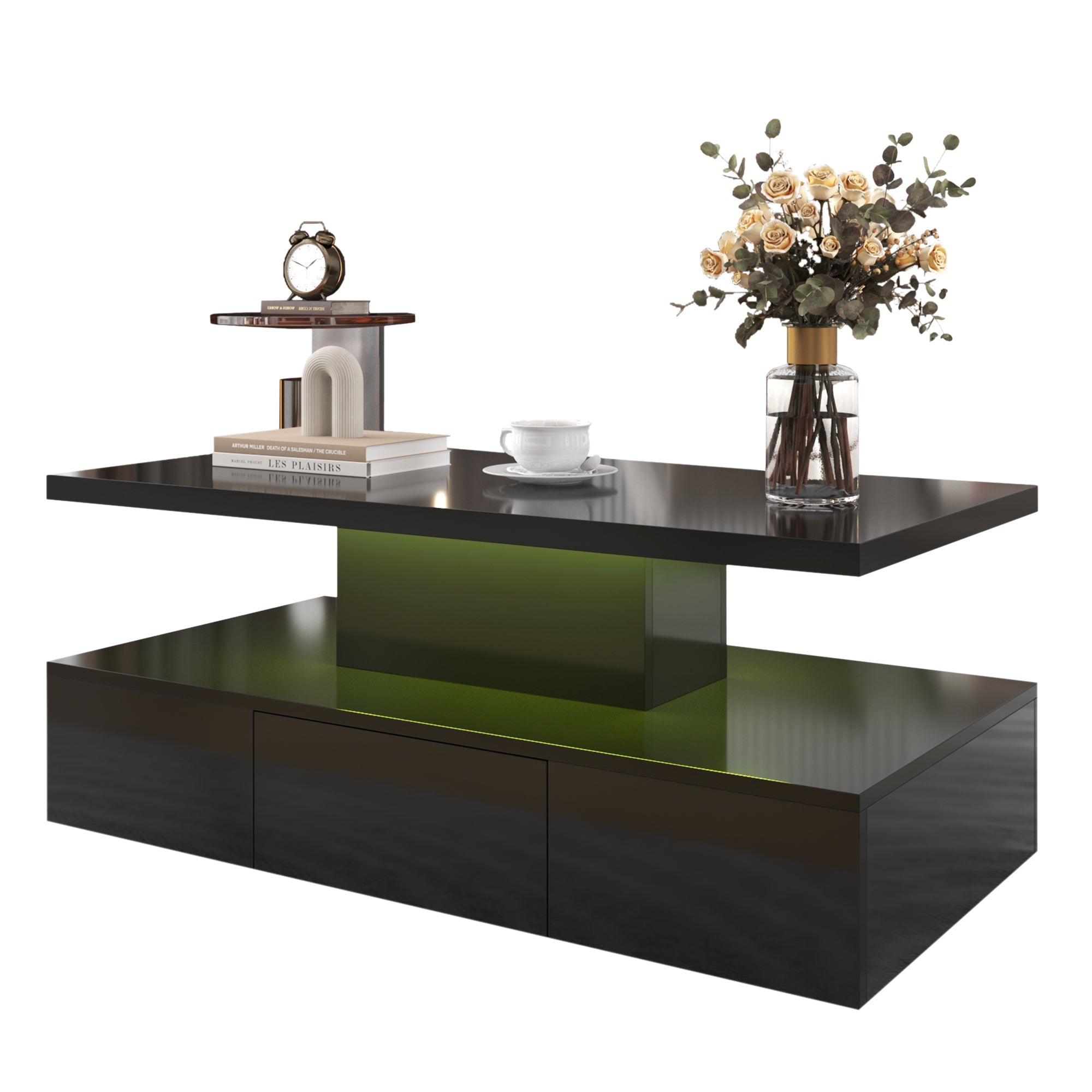 Logidon salontafel zwart hoogglans met LED verlichting 100x50x39 cm