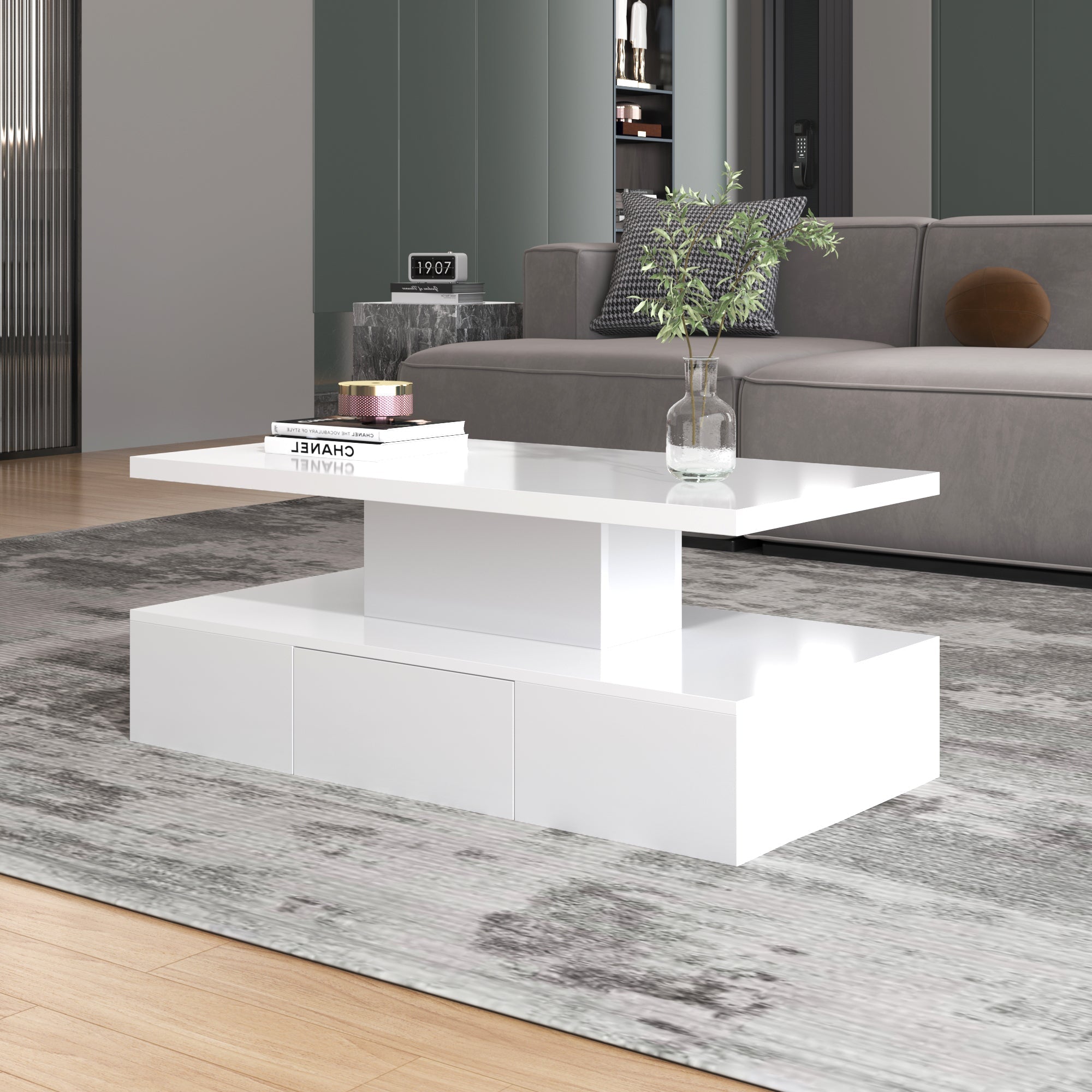Logidon salontafel hoogglans wit met LED verlichting 100x50x39 cm