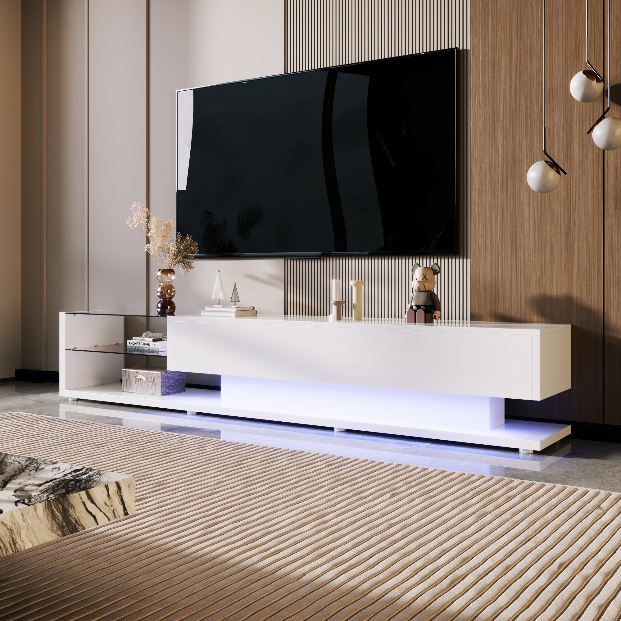 Logidon TV-kasten hoogglans wit met LED-verlichting
