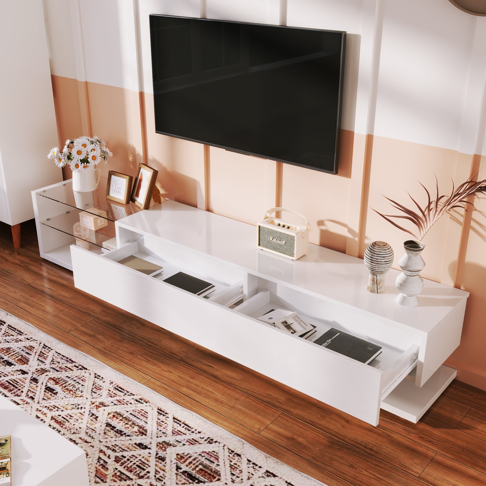 Logidon TV-kasten hoogglans wit met LED-verlichting
