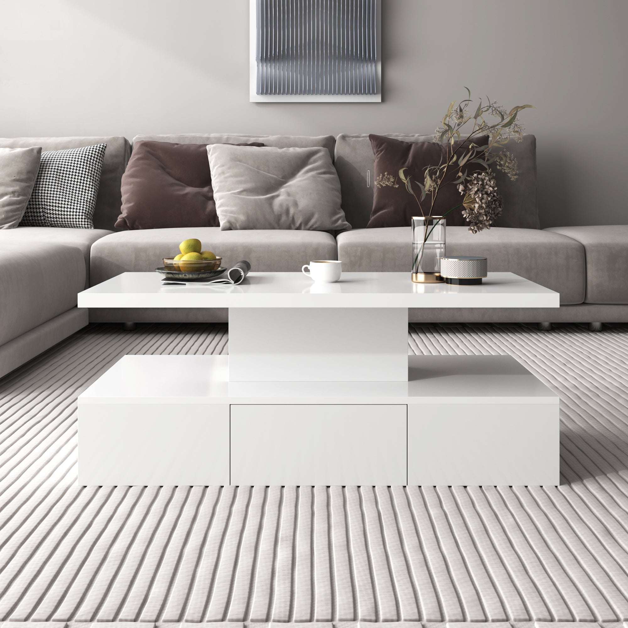 Logidon salontafel hoogglans wit met LED verlichting 100x50x39 cm