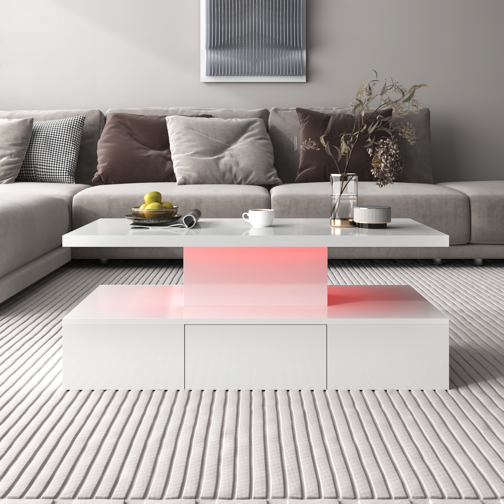 Logidon salontafel hoogglans wit met LED verlichting 100x50x39 cm