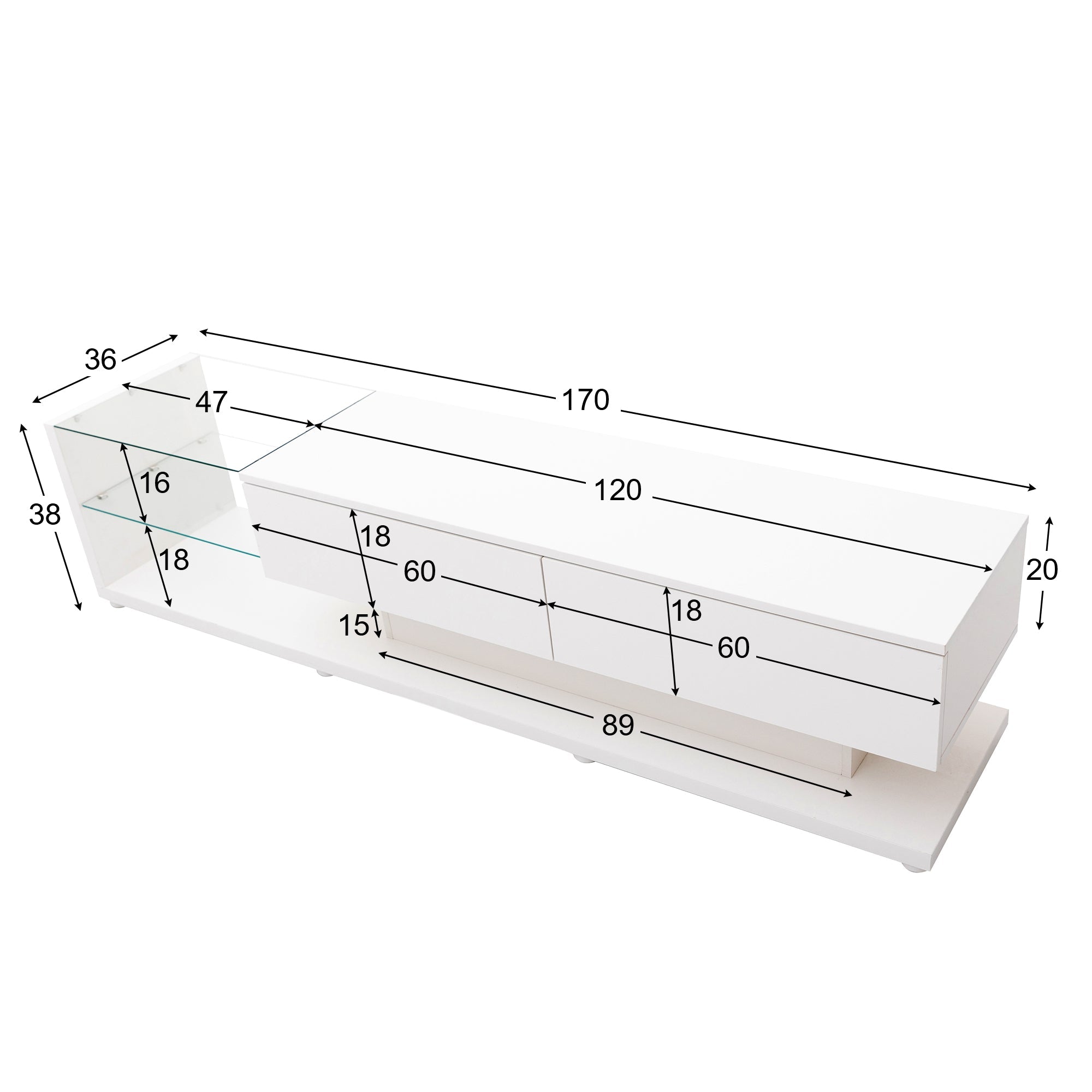 Logidon TV-kasten hoogglans wit met LED-verlichting