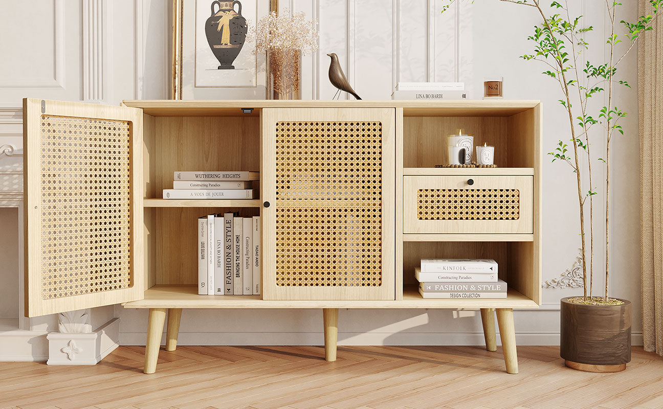Logidon dressoir eiken rotan geweven 120x40x80 cm