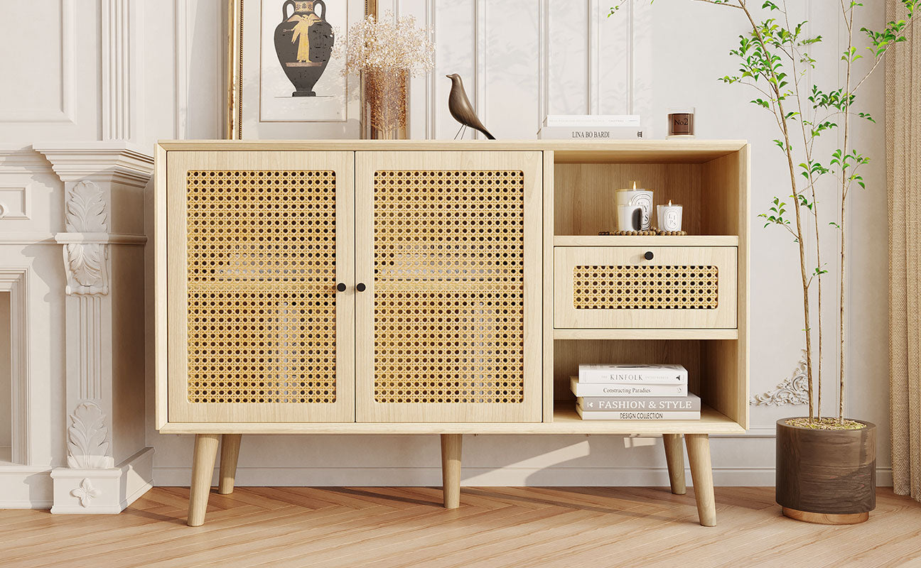 Logidon dressoir eiken rotan geweven 120x40x80 cm