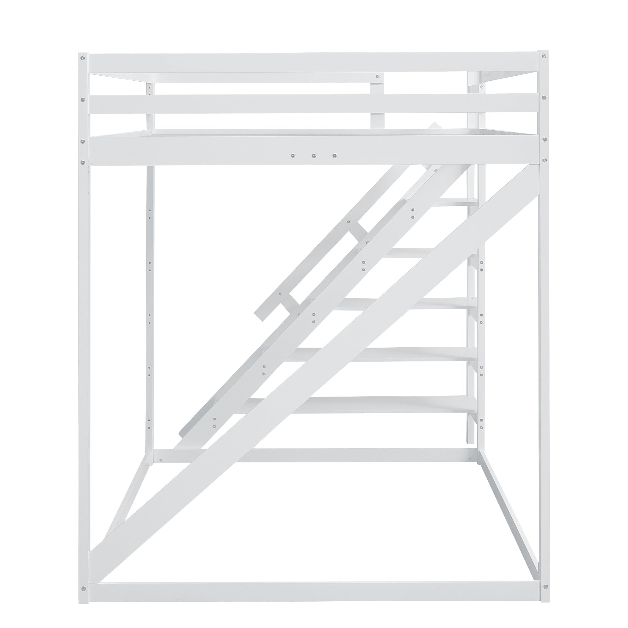 Logidon hoogslaper 140x200 wit met massief houten veiligheidsladder
