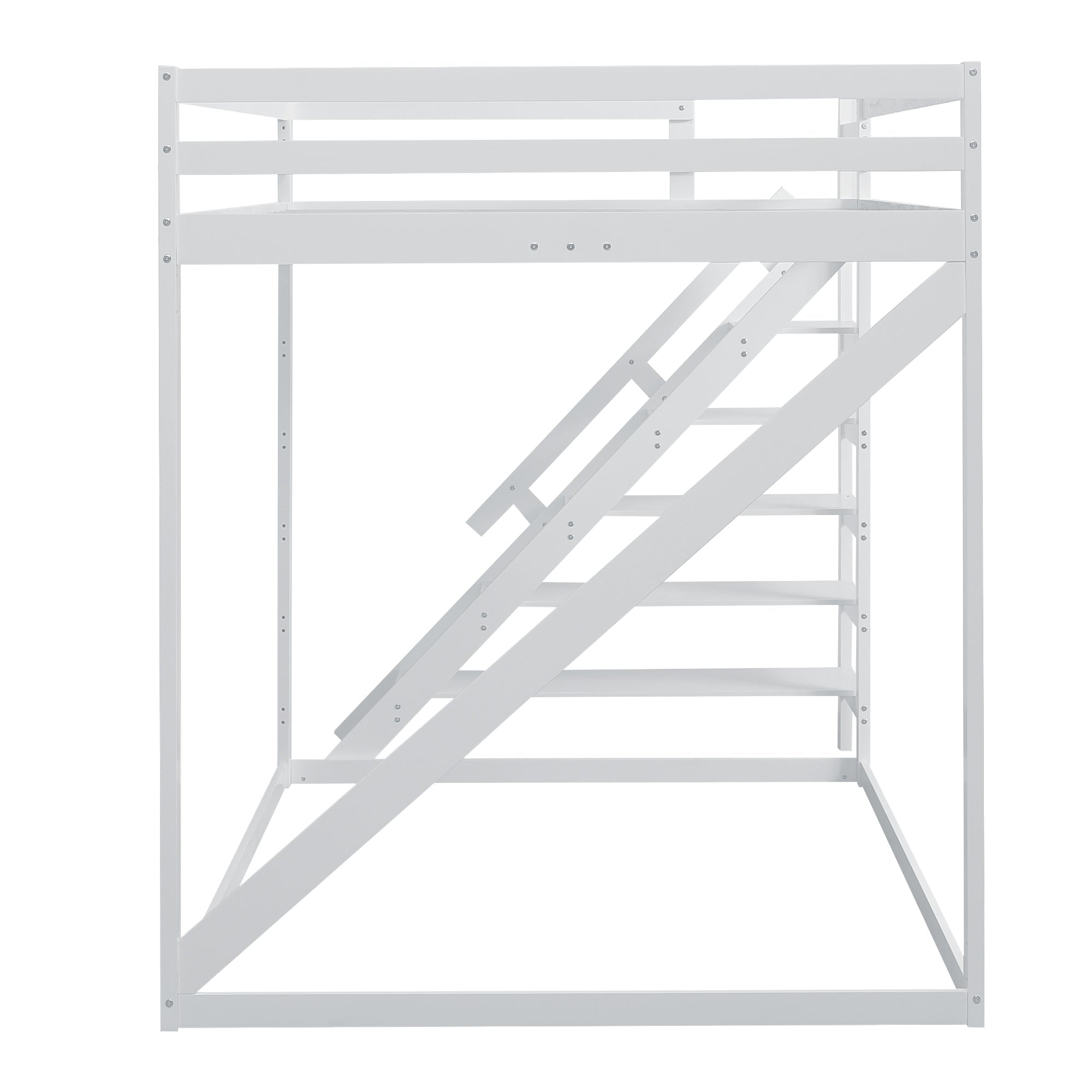 Logidon hoogslaper 140x200 wit met massief houten veiligheidsladder