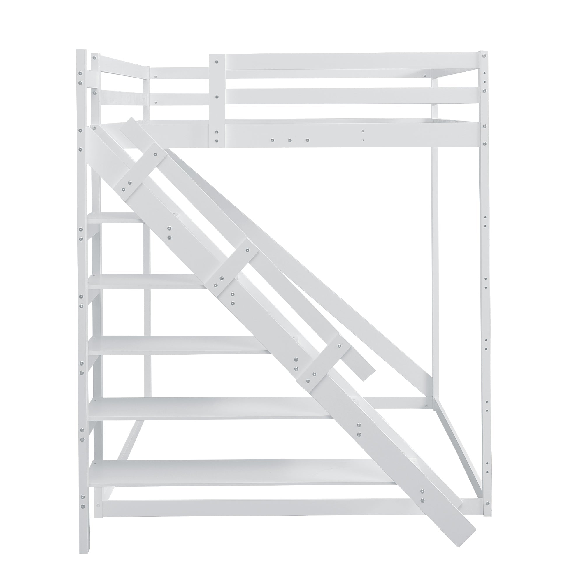 Logidon hoogslaper 140x200 wit met massief houten veiligheidsladder