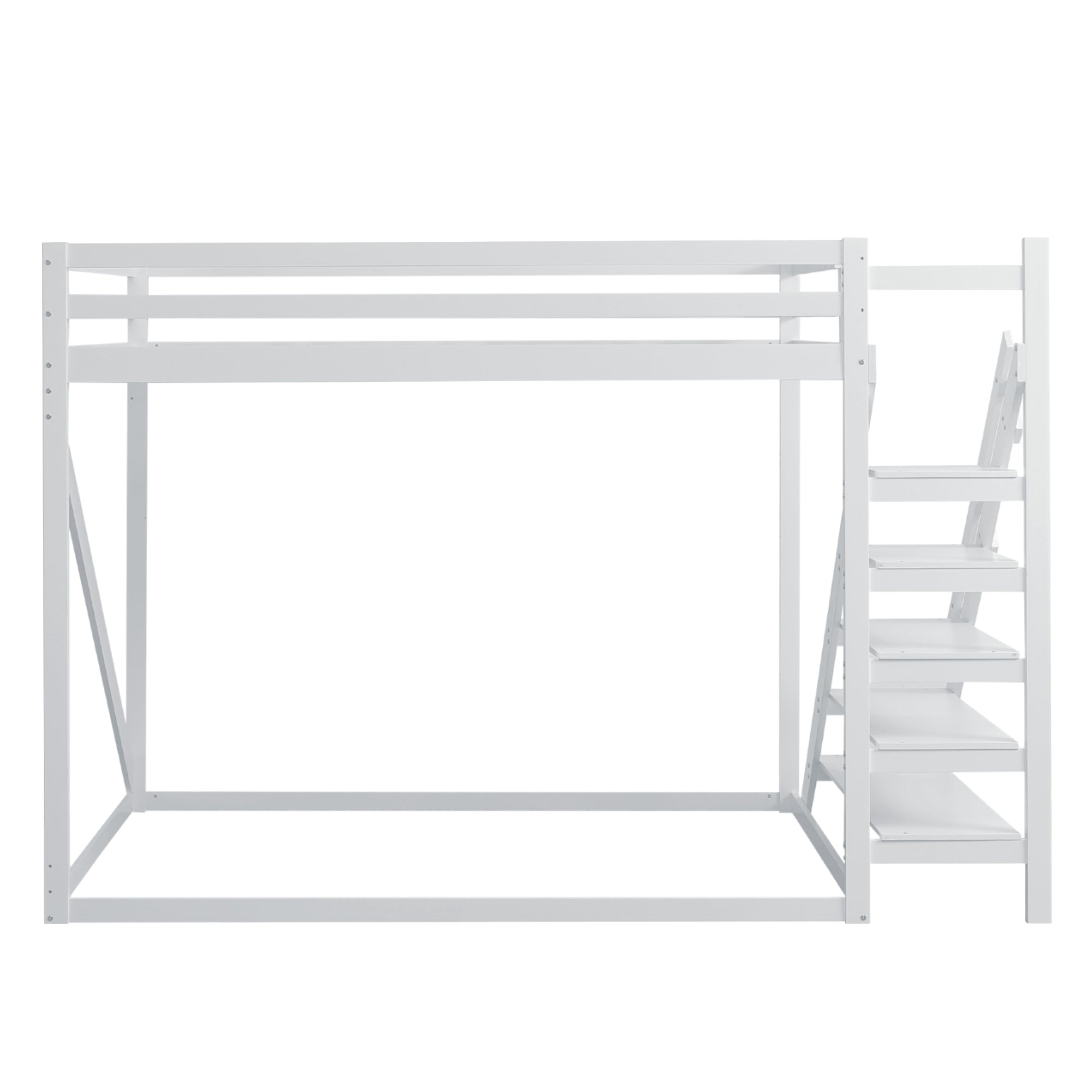 Logidon hoogslaper 140x200 wit met massief houten veiligheidsladder