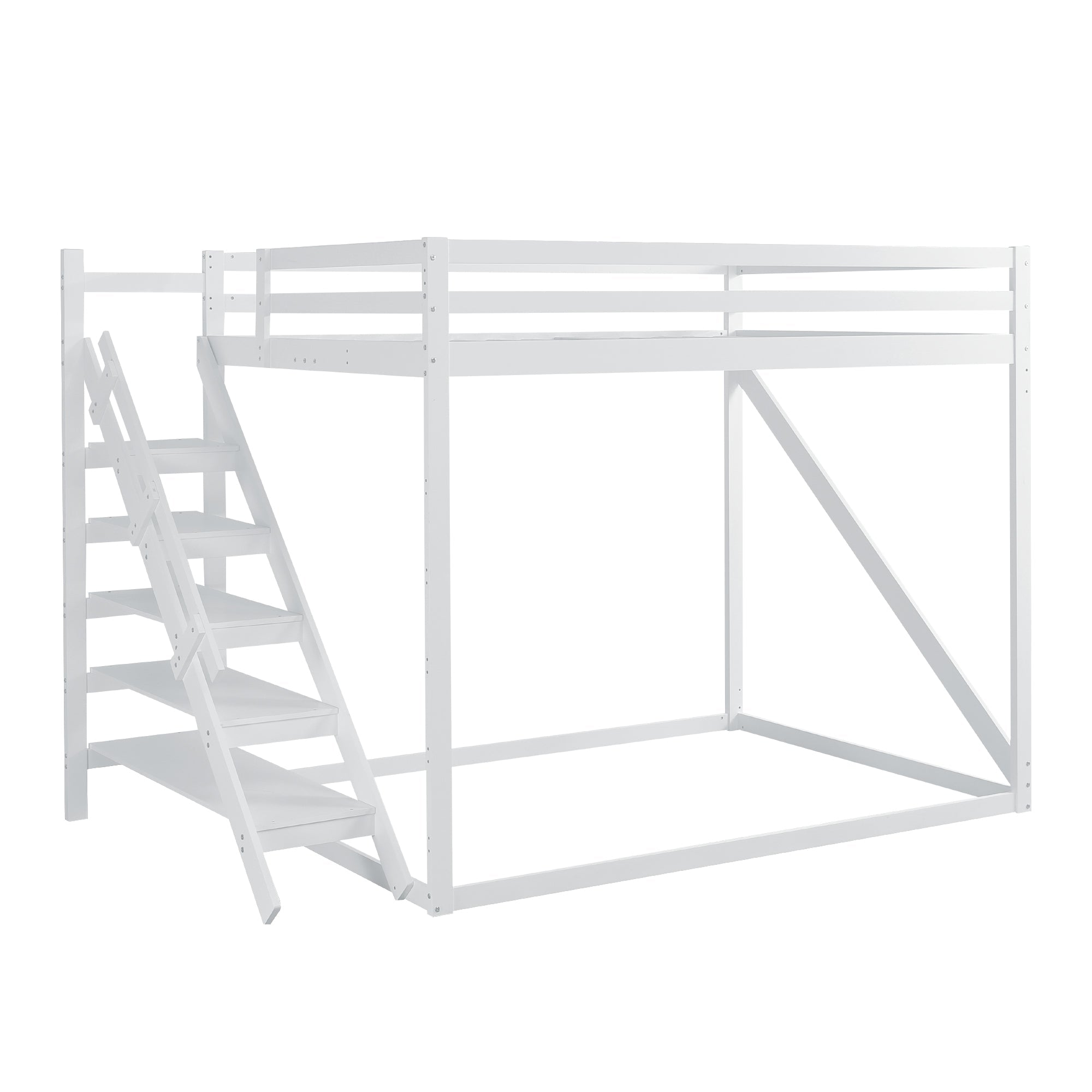 Logidon hoogslaper 140x200 wit met massief houten veiligheidsladder