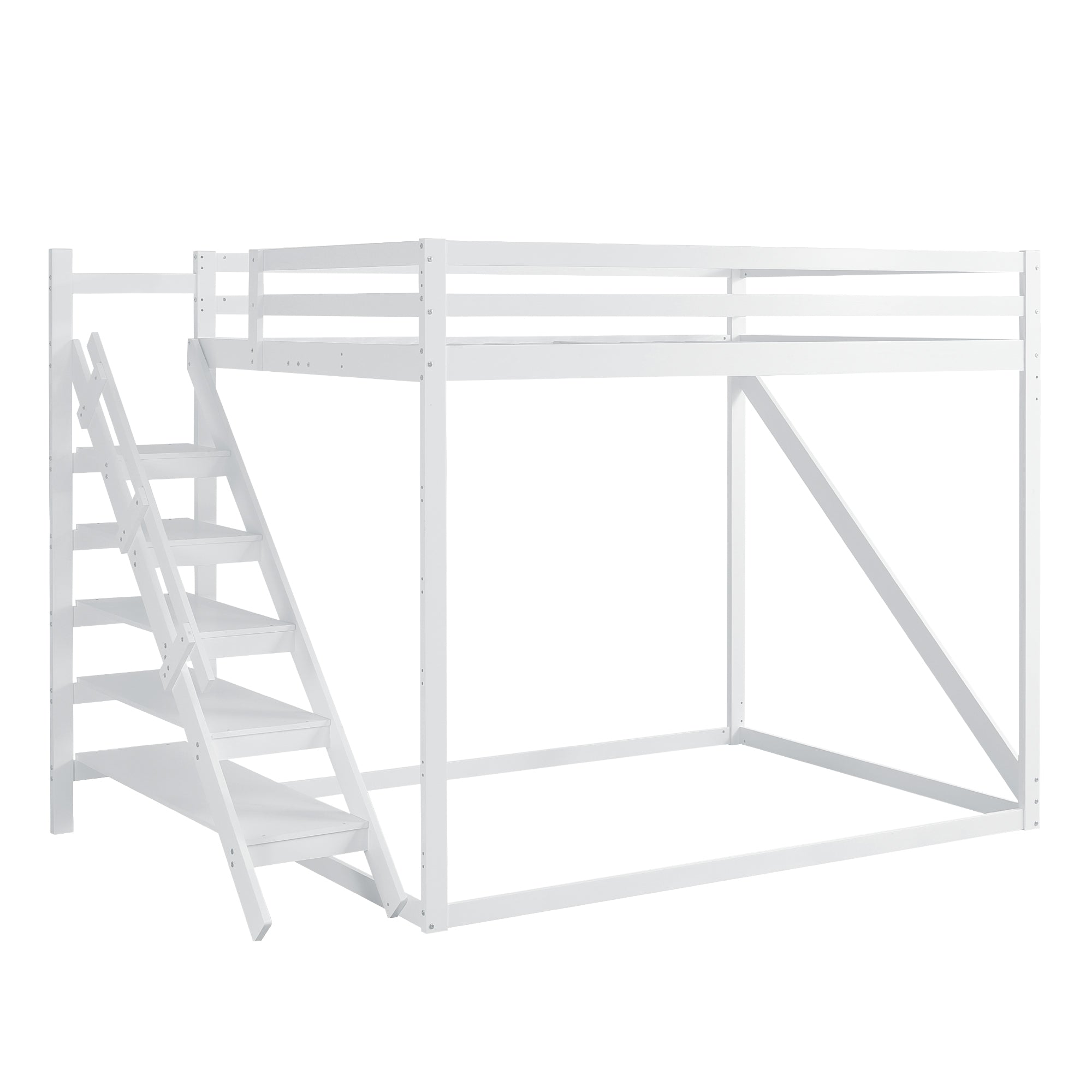 Logidon hoogslaper 140x200 wit met massief houten veiligheidsladder