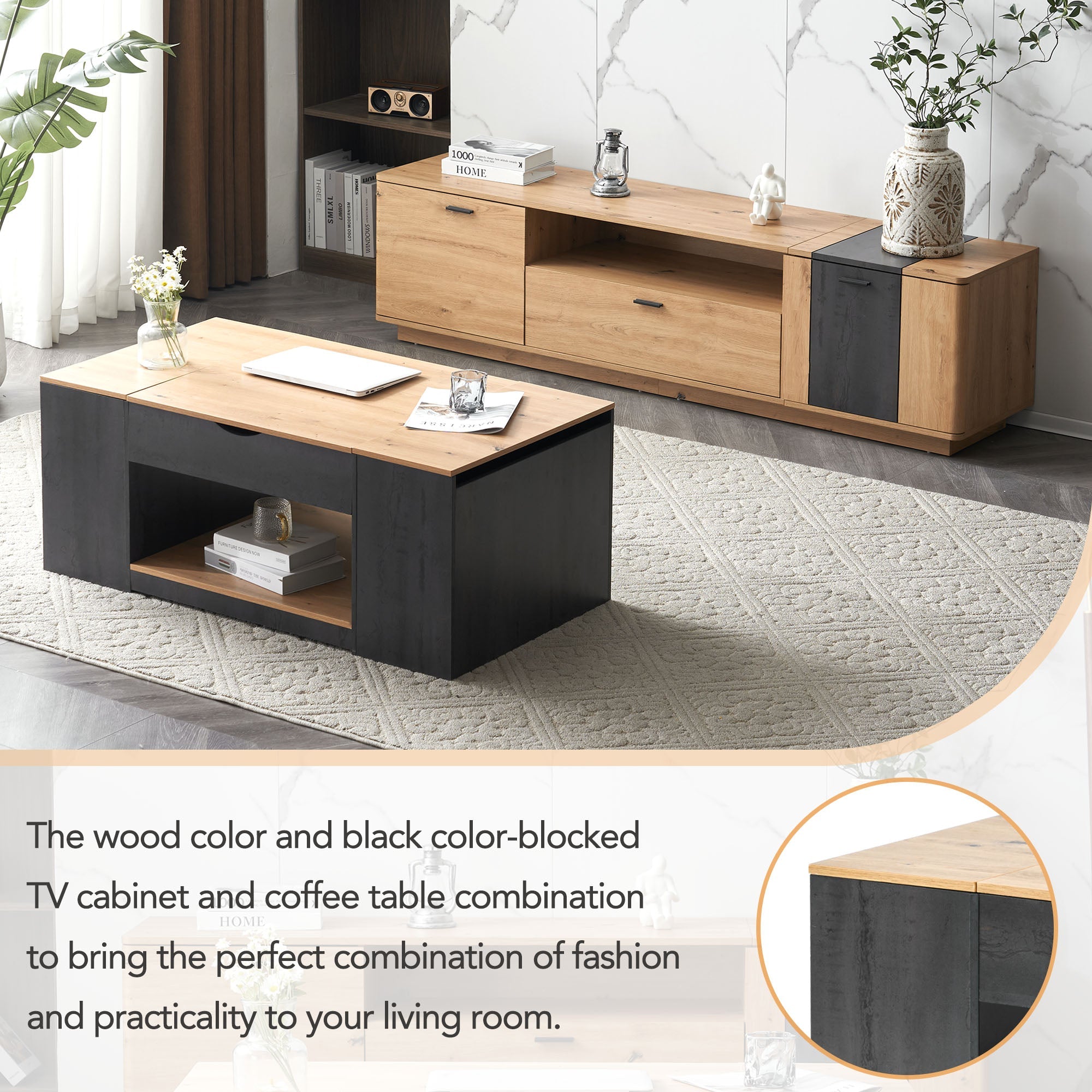 Logidon coffee table with lift function 109 cm gray