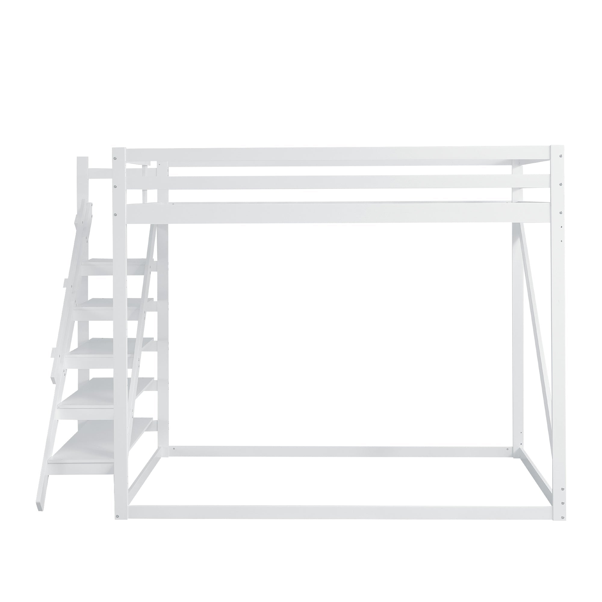 Logidon hoogslaper 140x200 wit met massief houten veiligheidsladder