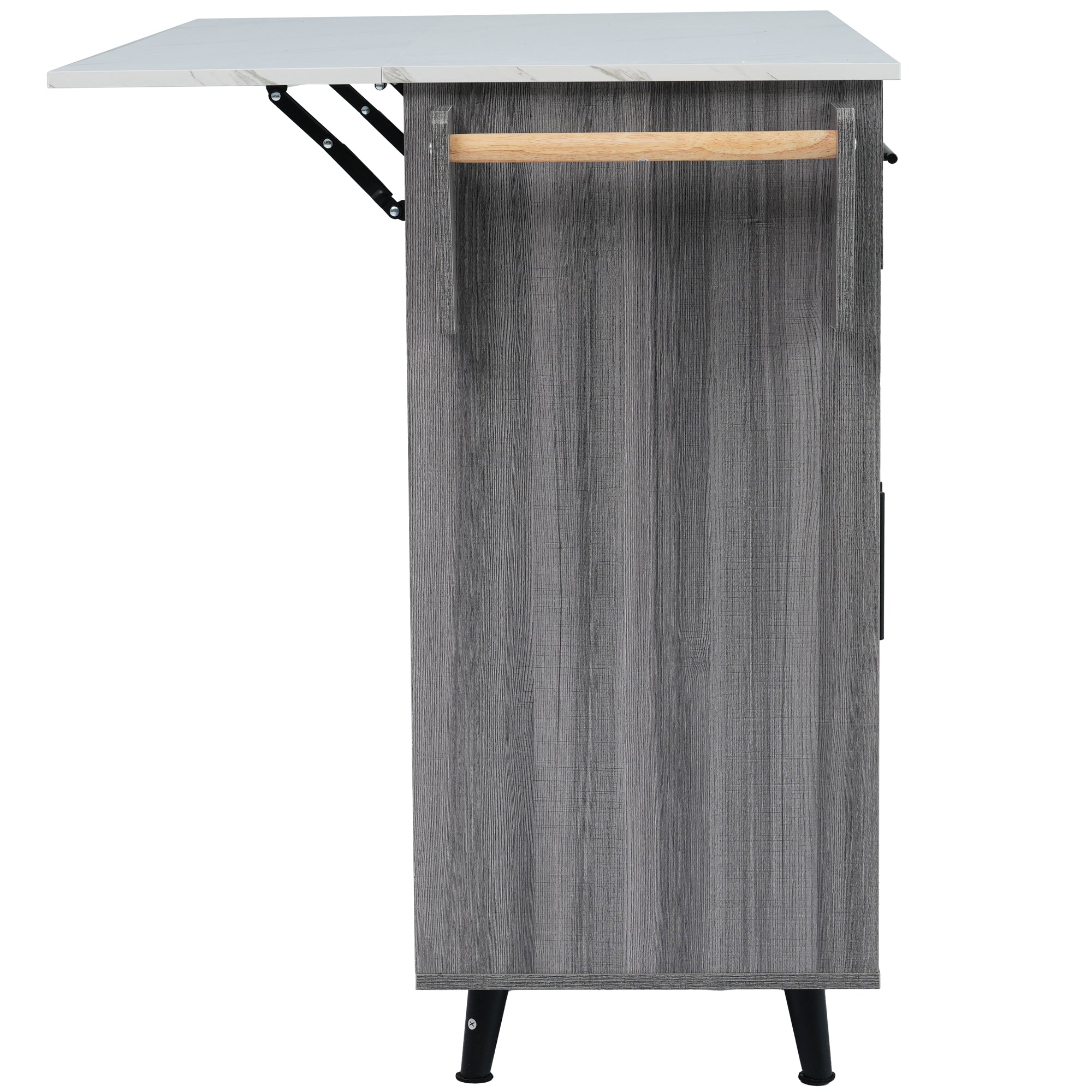 Logidon Eettafel Trolley Met Opklapbaar Blad 129x46x91,5 Wit Kaki Grijs