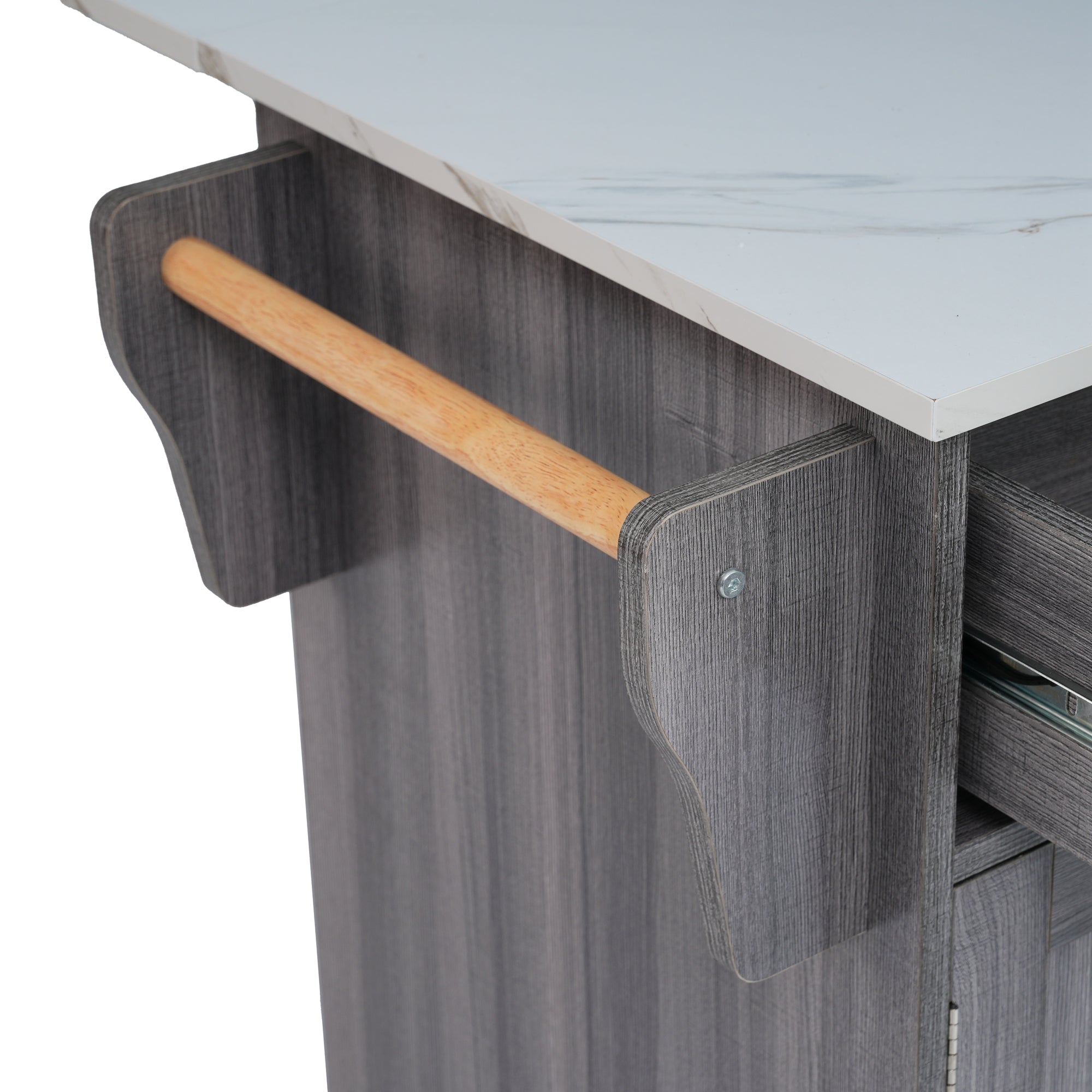 Logidon Eettafel Trolley Met Opklapbaar Blad 129x46x91,5 Wit Kaki Grijs