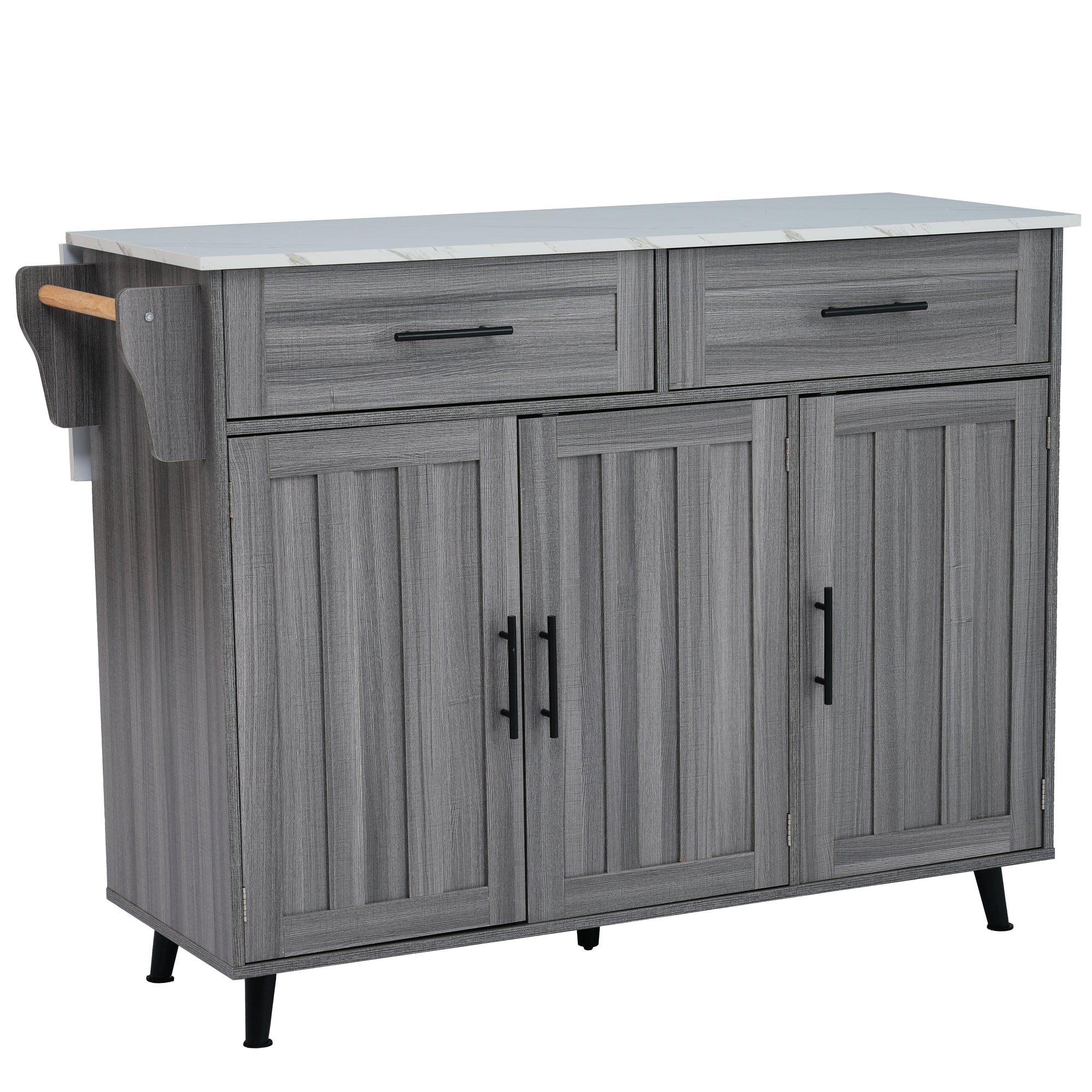 Logidon Eettafel Trolley Met Opklapbaar Blad 129x46x91,5 Wit Kaki Grijs