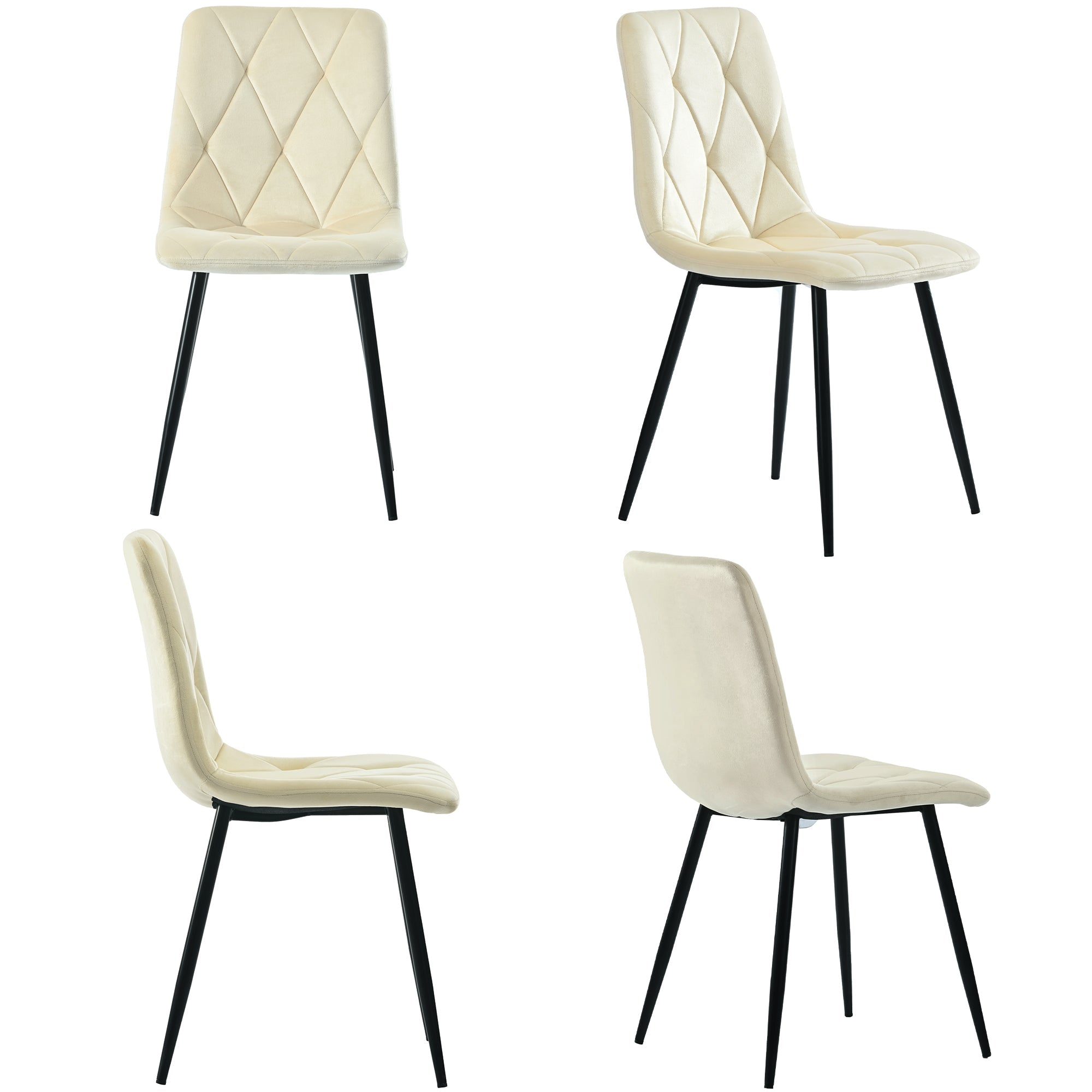 Logidon eettafelset 117x68 cm beige twill fluwelen stoelen zwarte poten