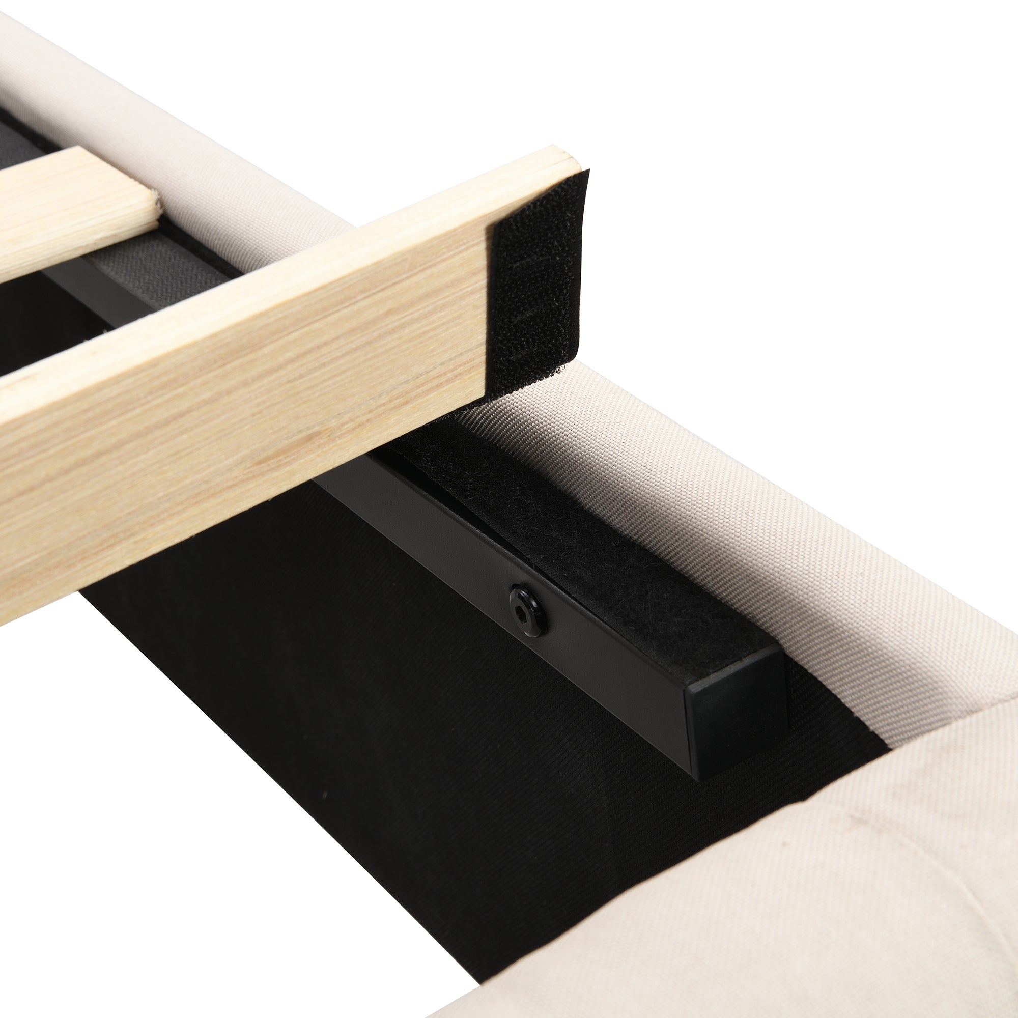 Logidon stoffen bed 140x190 cm beige met lattenbodem hoofdeinde