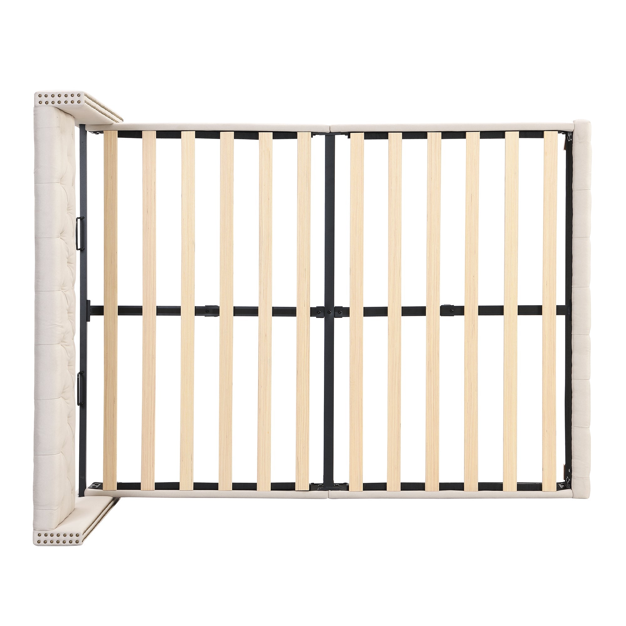 Logidon gestoffeerd bed 160x200cm beige met lattenbodem knoopbekleding