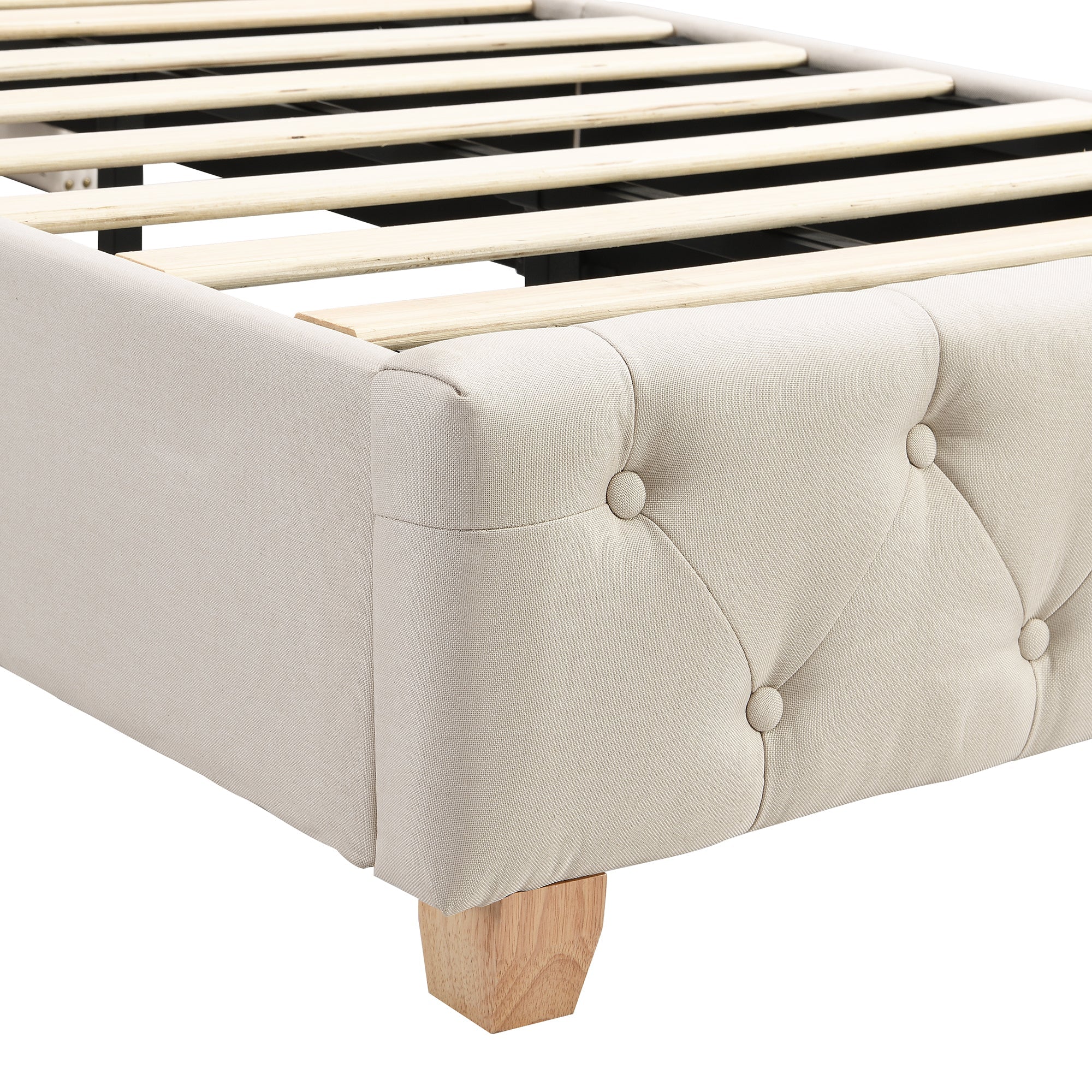 Logidon upholstered bed 90x200 cm beige with button upholstery