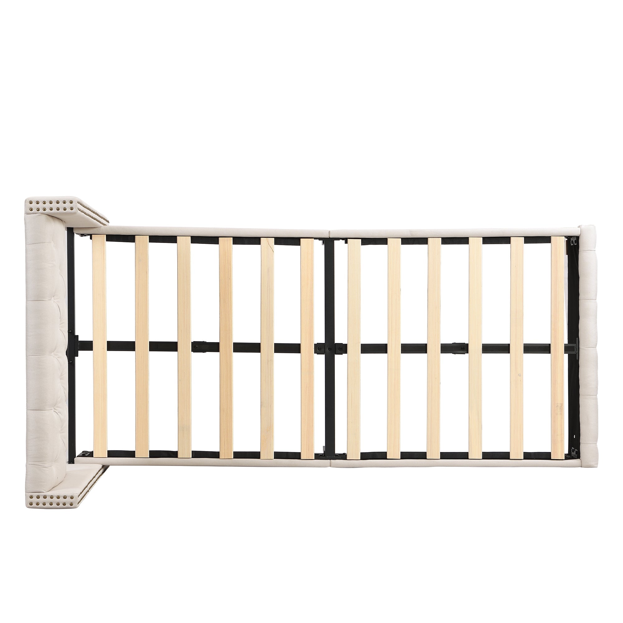 Logidon upholstered bed 90x200 cm beige with button upholstery