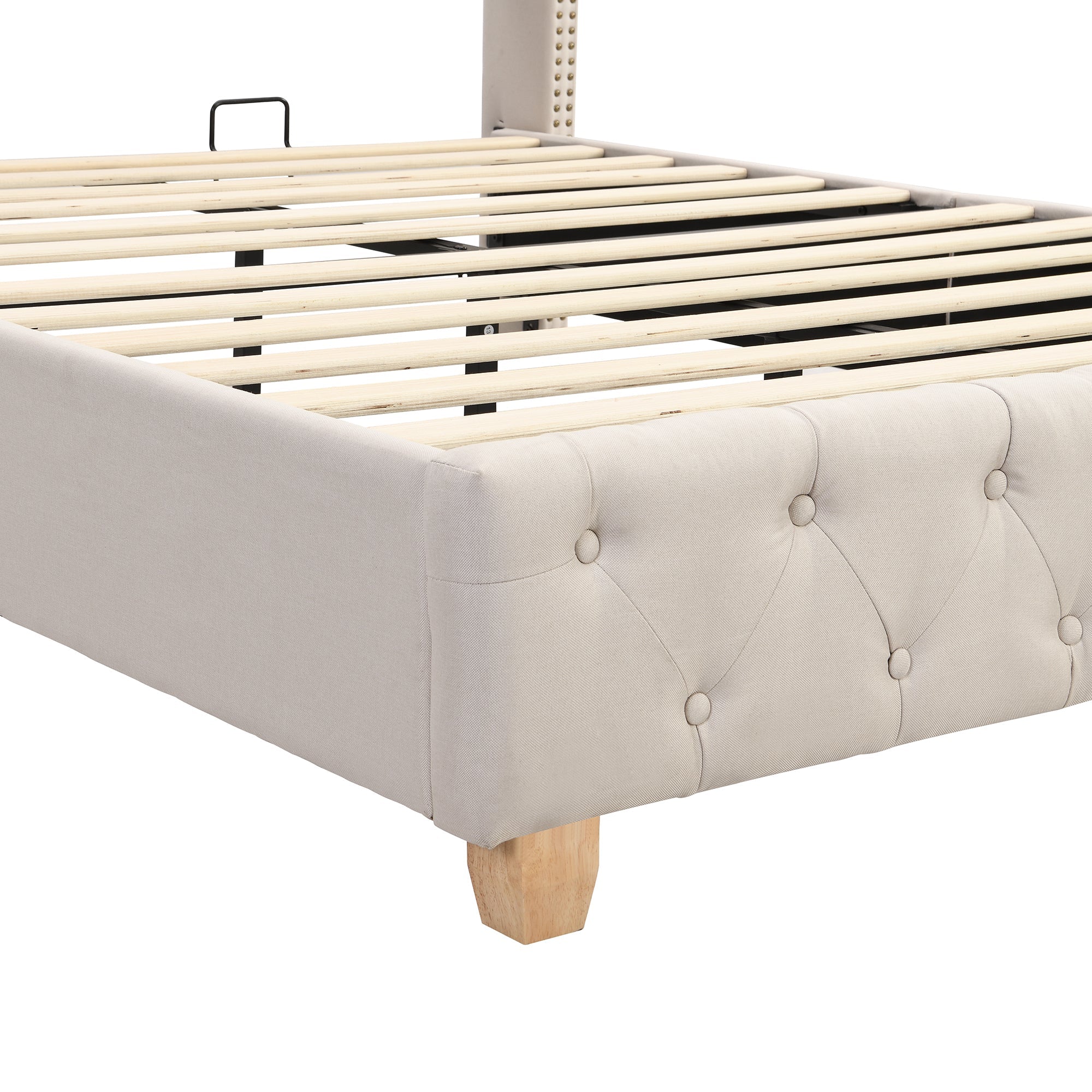 Logidon gestoffeerd bed 160x200cm beige met lattenbodem knoopbekleding